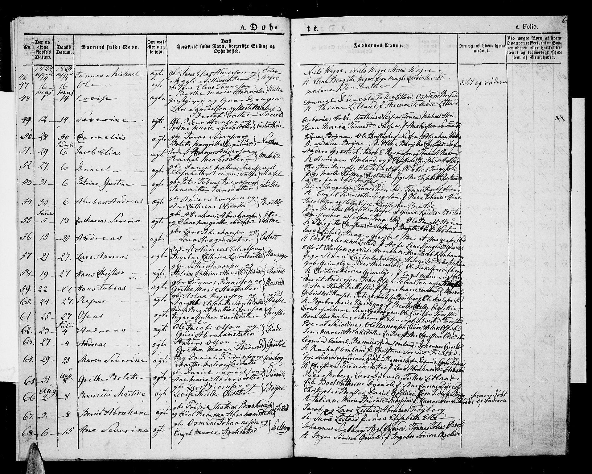 Lista sokneprestkontor, AV/SAK-1111-0027/F/Fa/L0008: Parish register (official) no. A 8, 1823-1835, p. 6