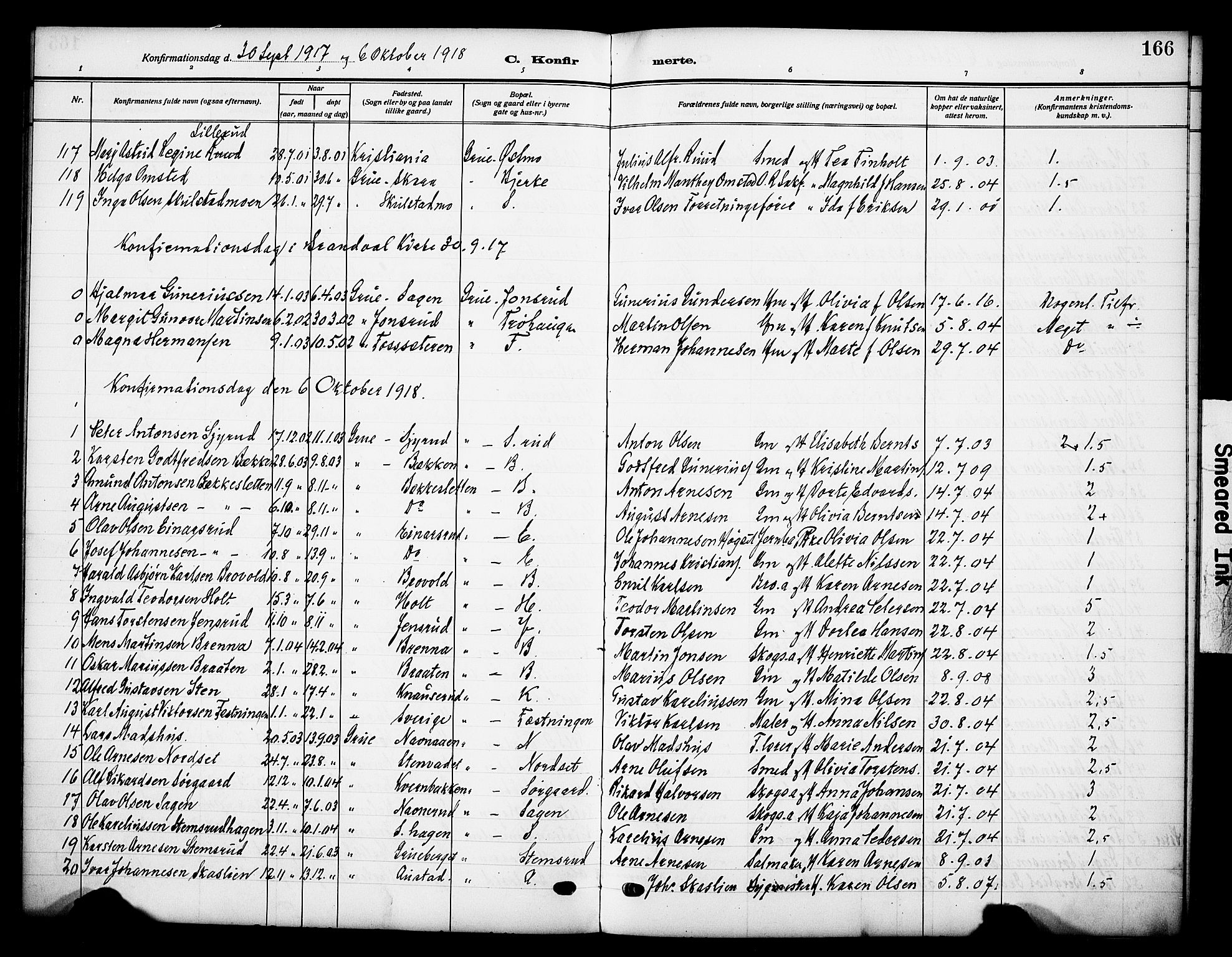 Grue prestekontor, SAH/PREST-036/H/Ha/Haa/L0015: Parish register (official) no. 15, 1911-1922, p. 166
