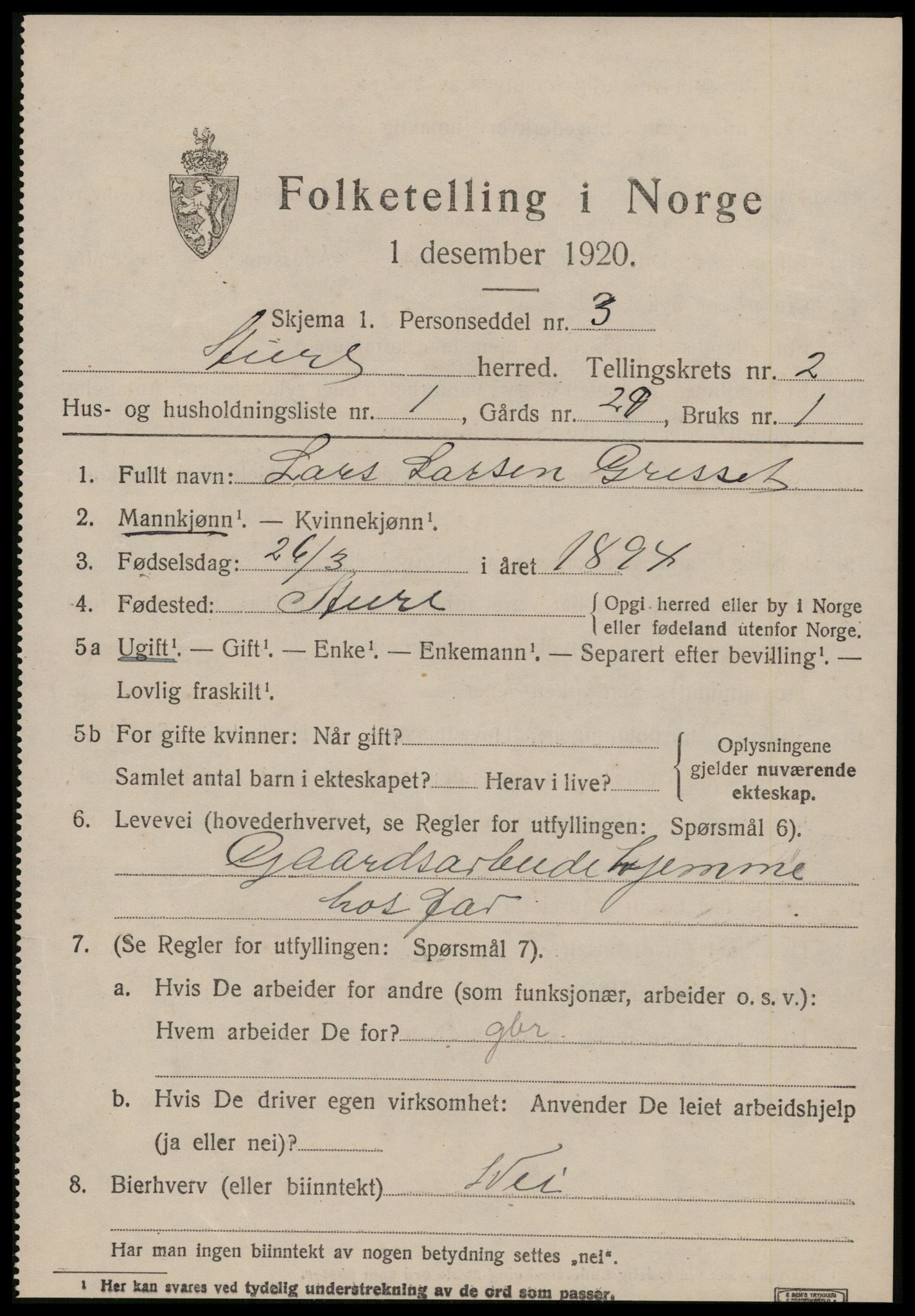 SAT, 1920 census for Aure, 1920, p. 1158