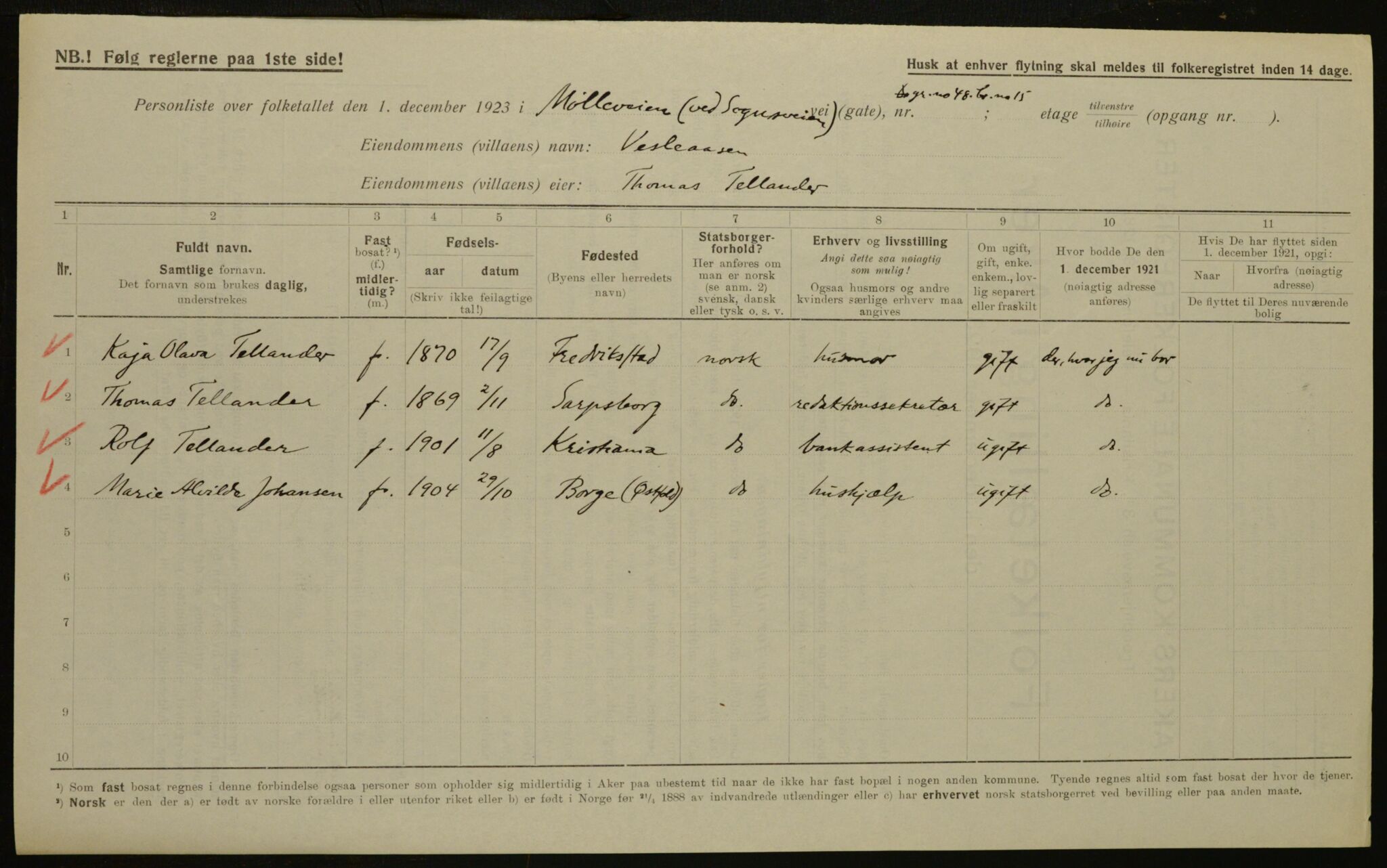 , Municipal Census 1923 for Aker, 1923, p. 17904