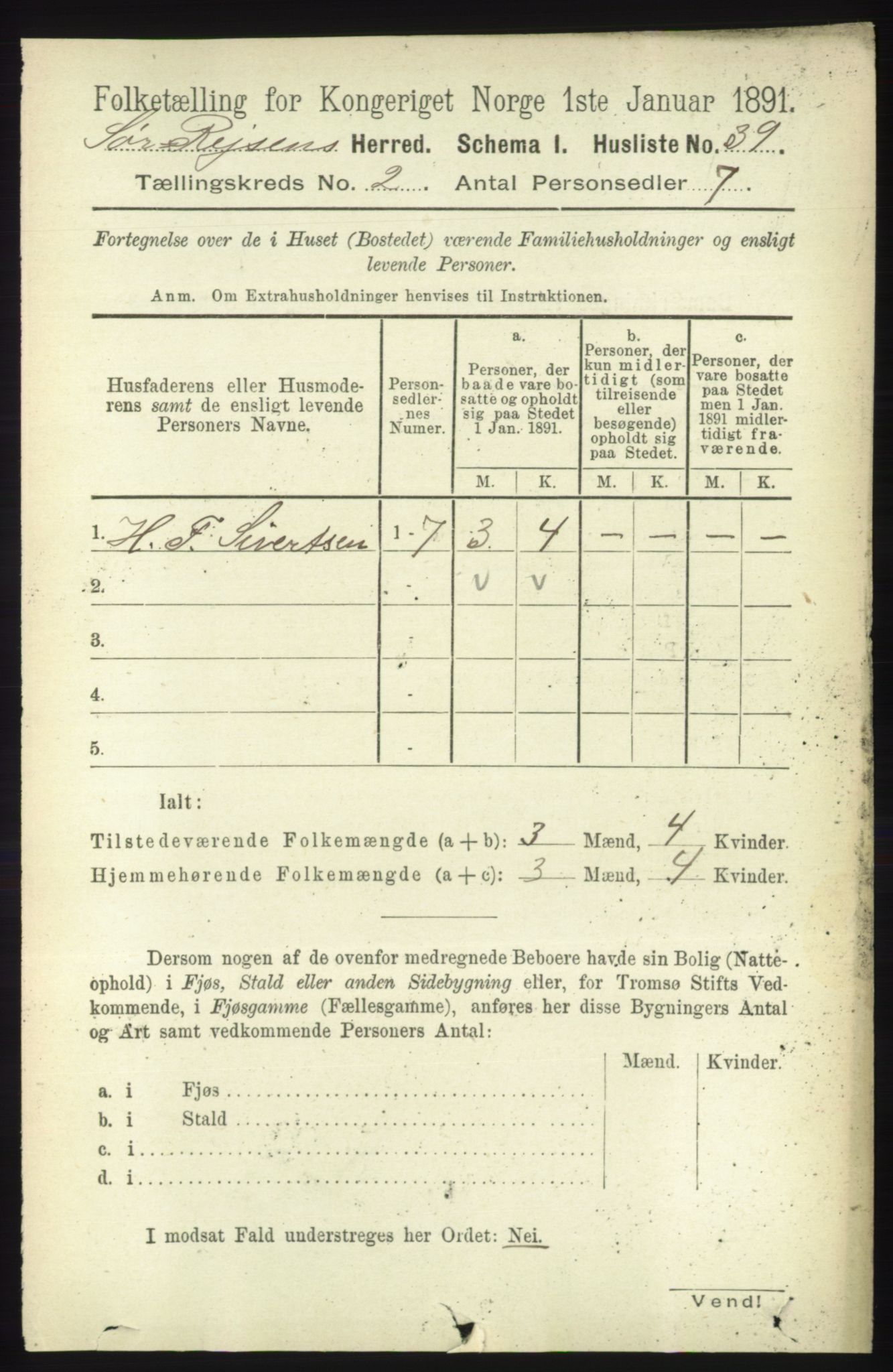 RA, 1891 census for 1925 Sørreisa, 1891, p. 374