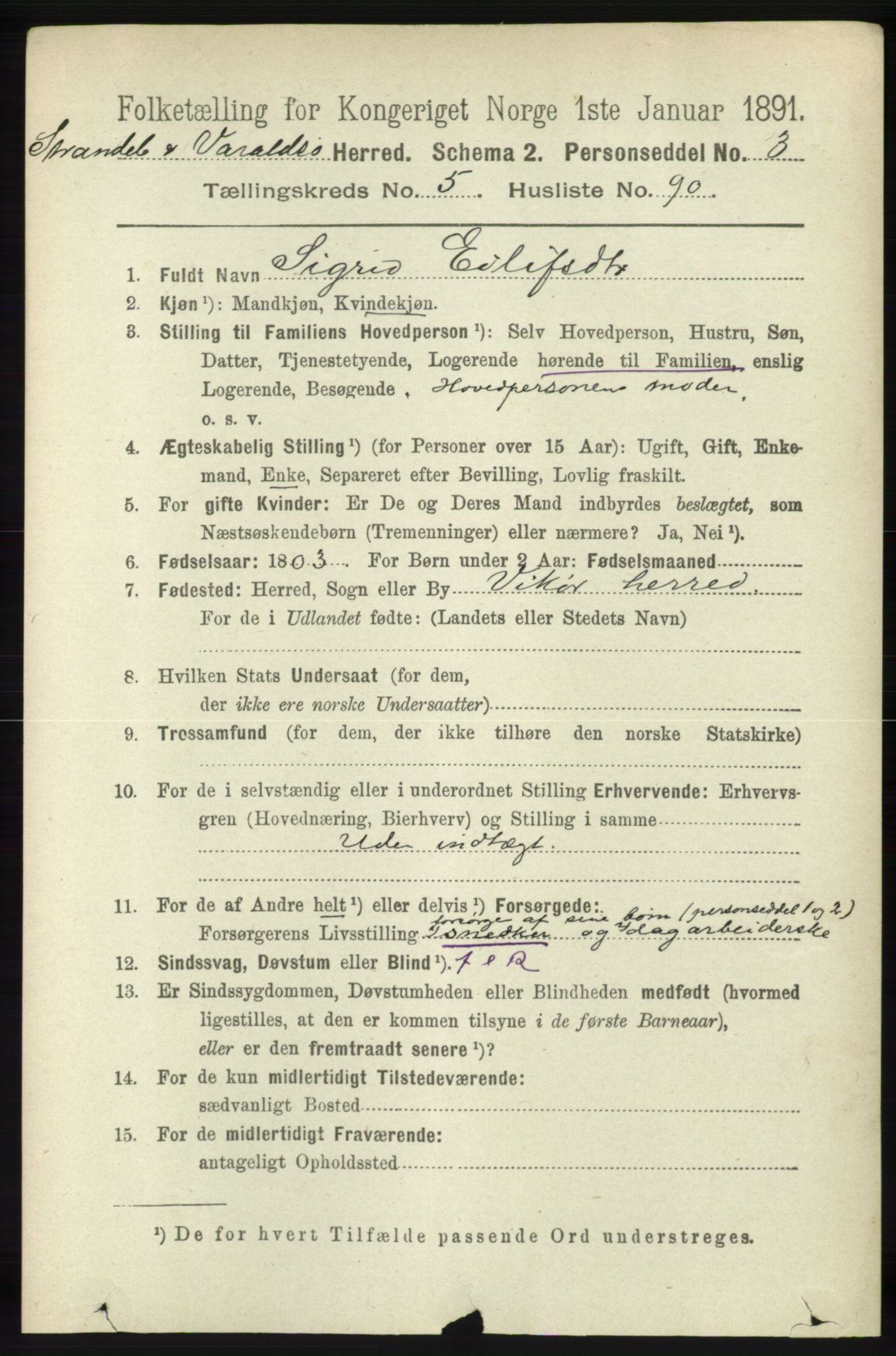 RA, 1891 census for 1226 Strandebarm og Varaldsøy, 1891, p. 2388