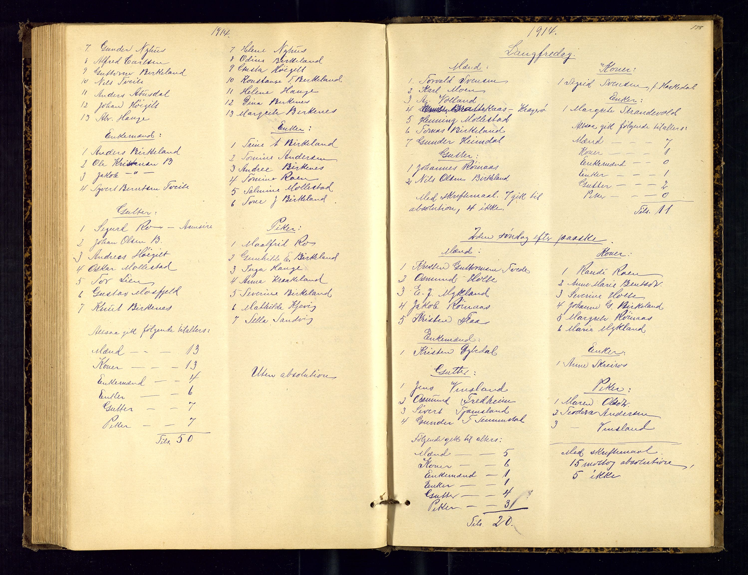 Birkenes sokneprestkontor, SAK/1111-0004/F/Fc/L0008: Communicants register no. C-8, 1891-1915, p. 178