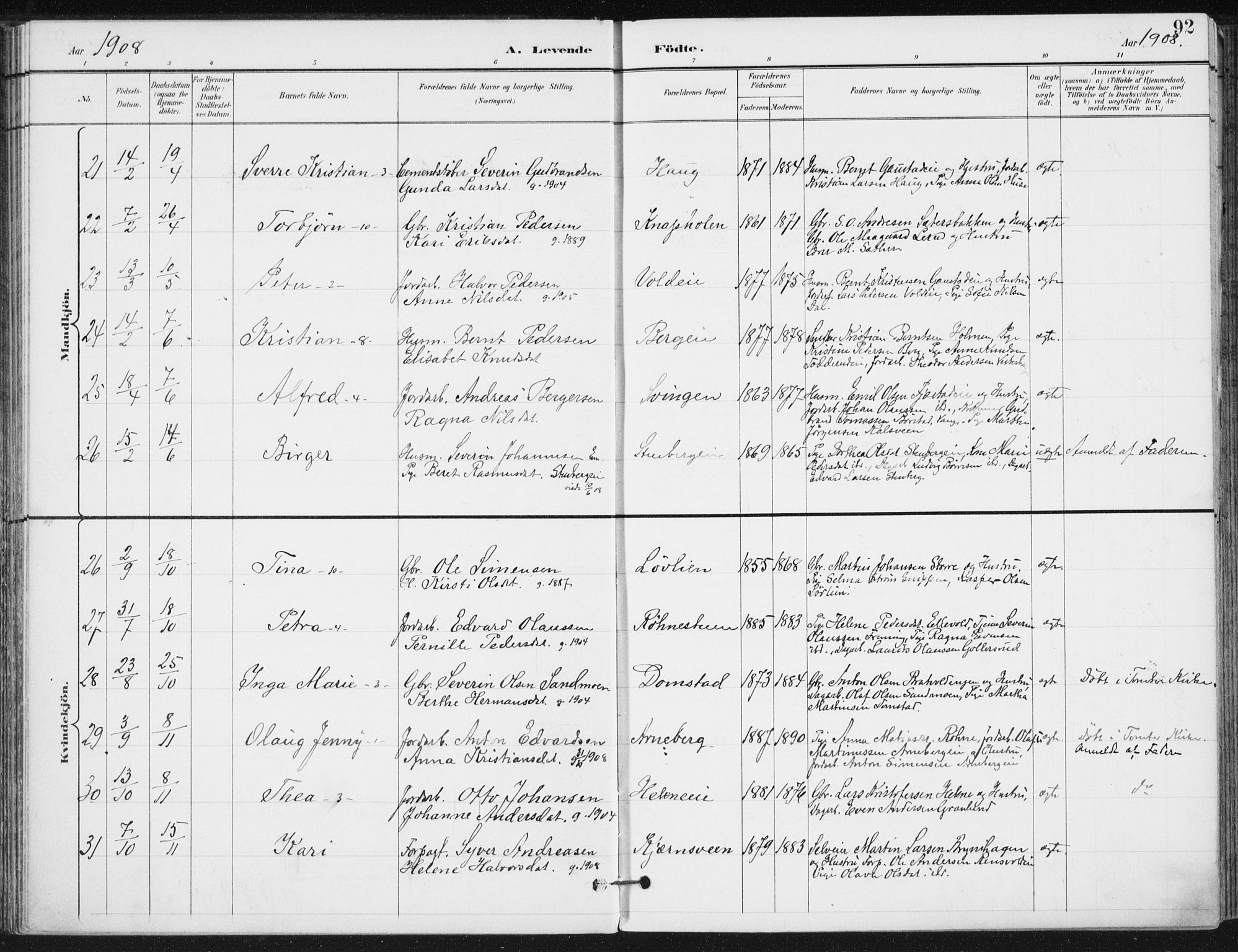 Romedal prestekontor, SAH/PREST-004/K/L0011: Parish register (official) no. 11, 1896-1912, p. 92
