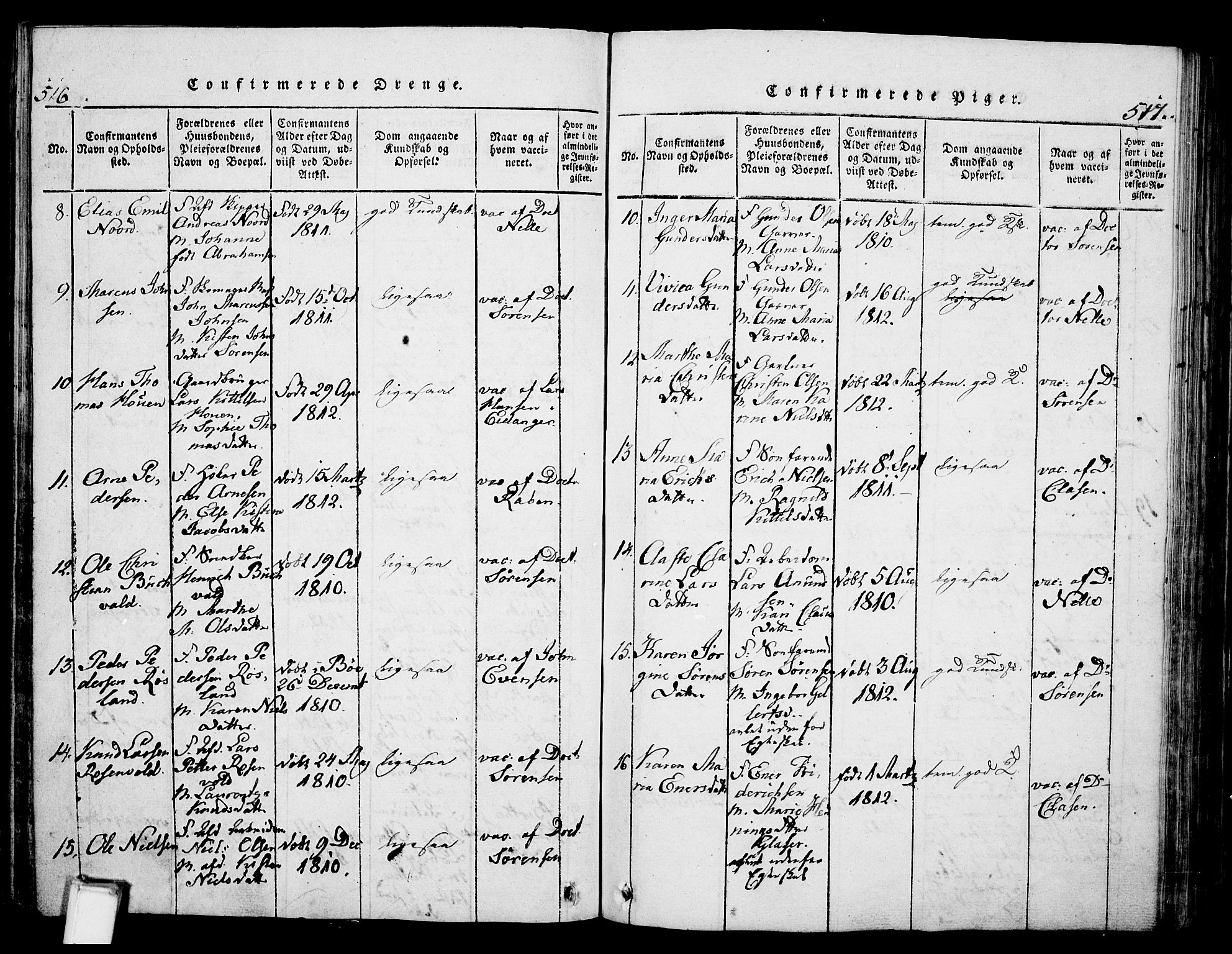 Skien kirkebøker, SAKO/A-302/G/Ga/L0002: Parish register (copy) no. 2, 1814-1842, p. 516-517