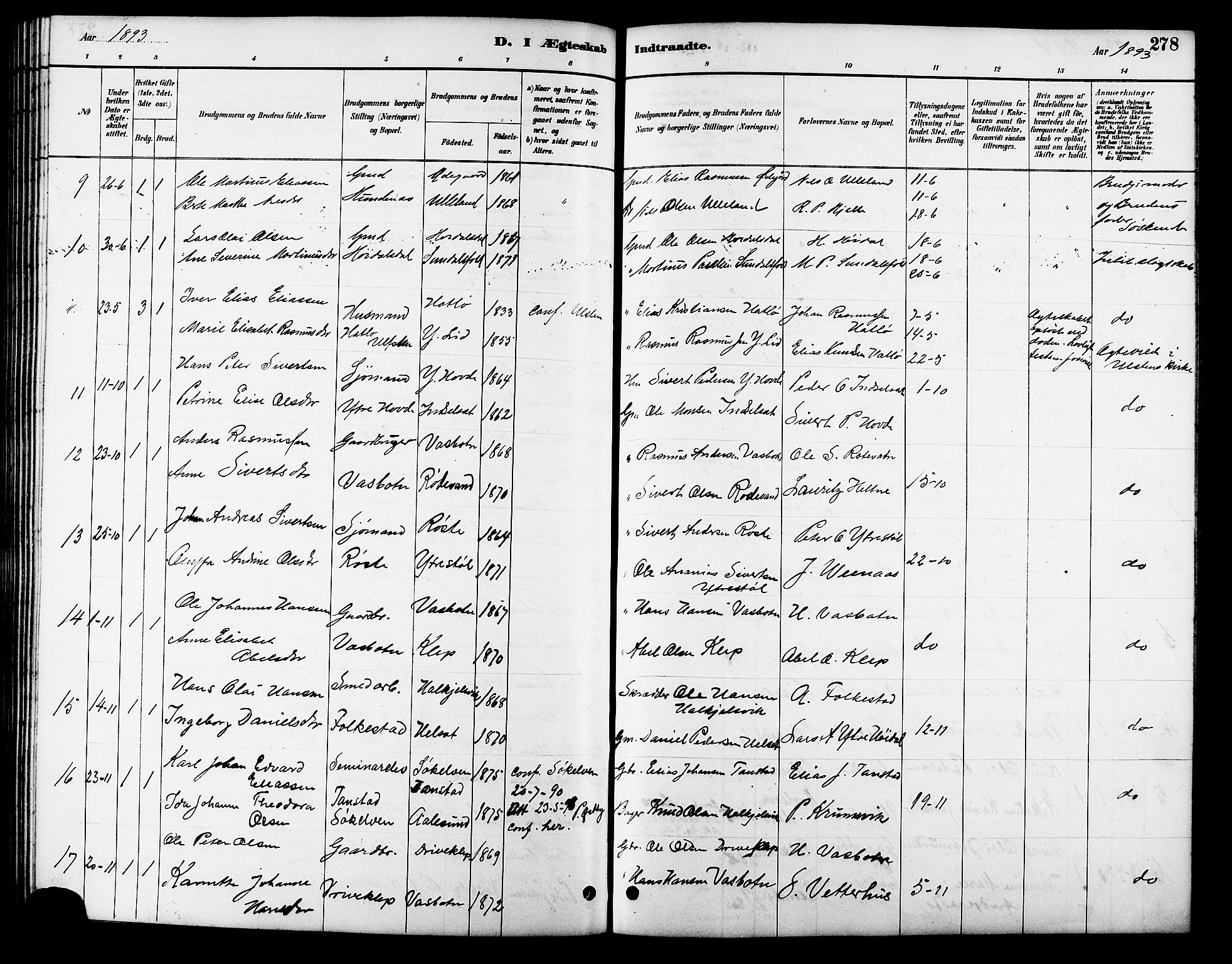 Ministerialprotokoller, klokkerbøker og fødselsregistre - Møre og Romsdal, AV/SAT-A-1454/511/L0158: Parish register (copy) no. 511C04, 1884-1903, p. 278