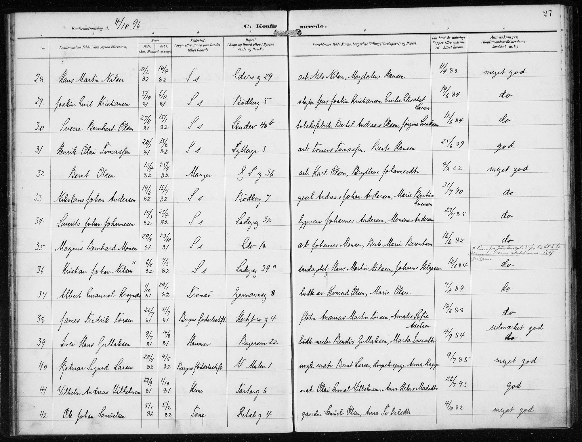 Sandviken Sokneprestembete, AV/SAB-A-77601/H/Ha/L0010: Parish register (official) no. C 1, 1895-1905, p. 27
