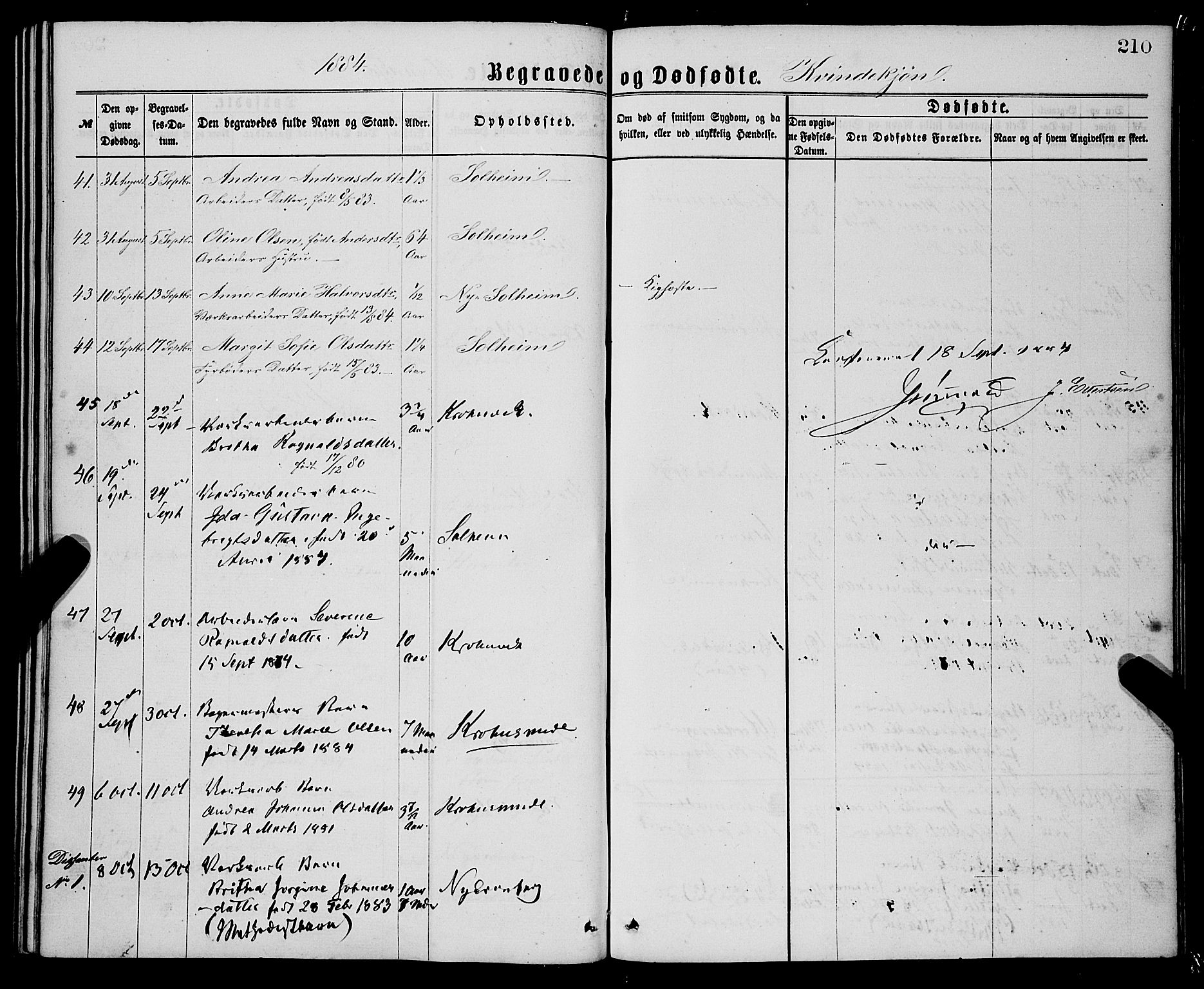 St. Jørgens hospital og Årstad sokneprestembete, AV/SAB-A-99934: Parish register (official) no. A 11, 1864-1886, p. 210