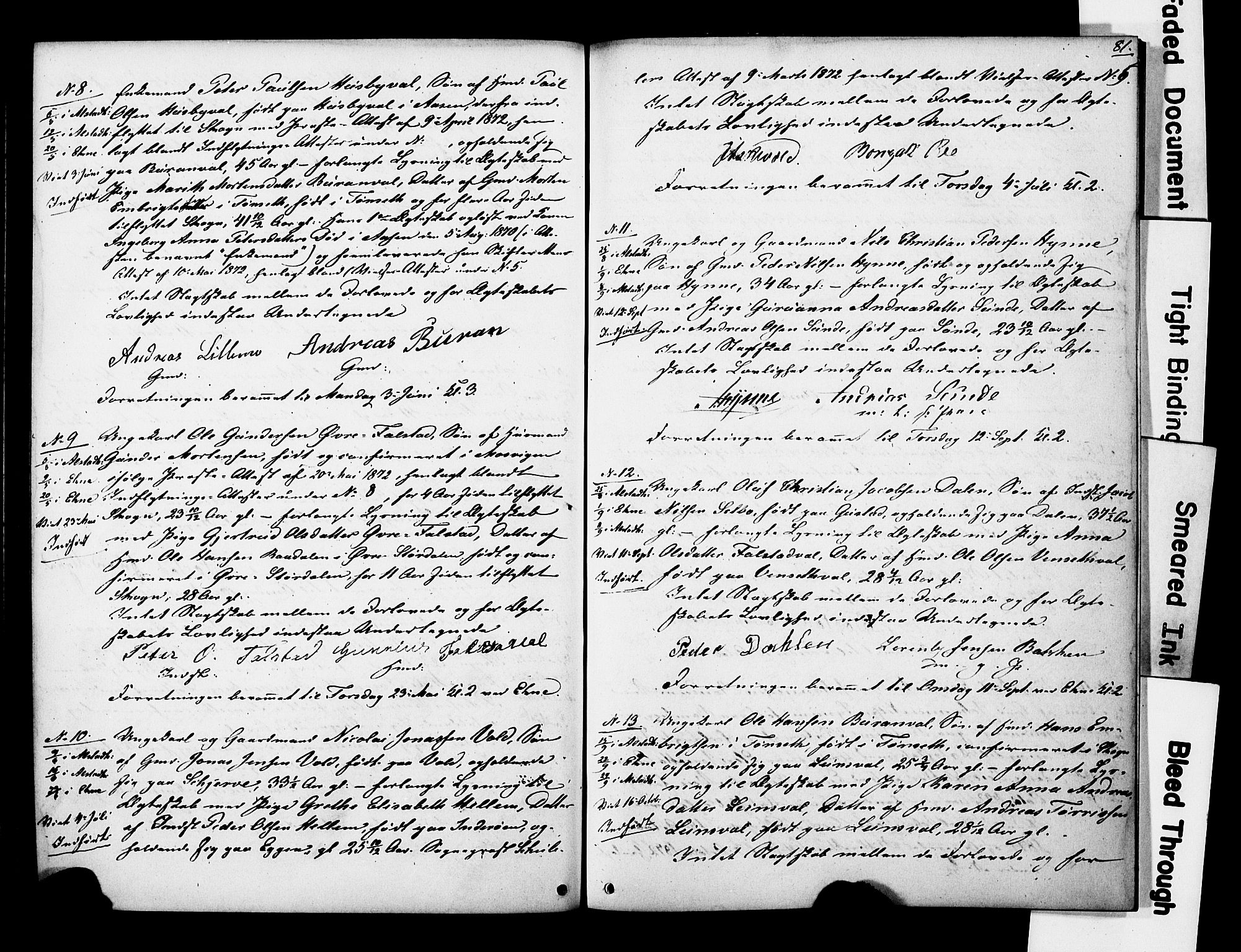 Ministerialprotokoller, klokkerbøker og fødselsregistre - Nord-Trøndelag, AV/SAT-A-1458/717/L0161: Best man's statements no. 717A11, 1850-1895, p. 81
