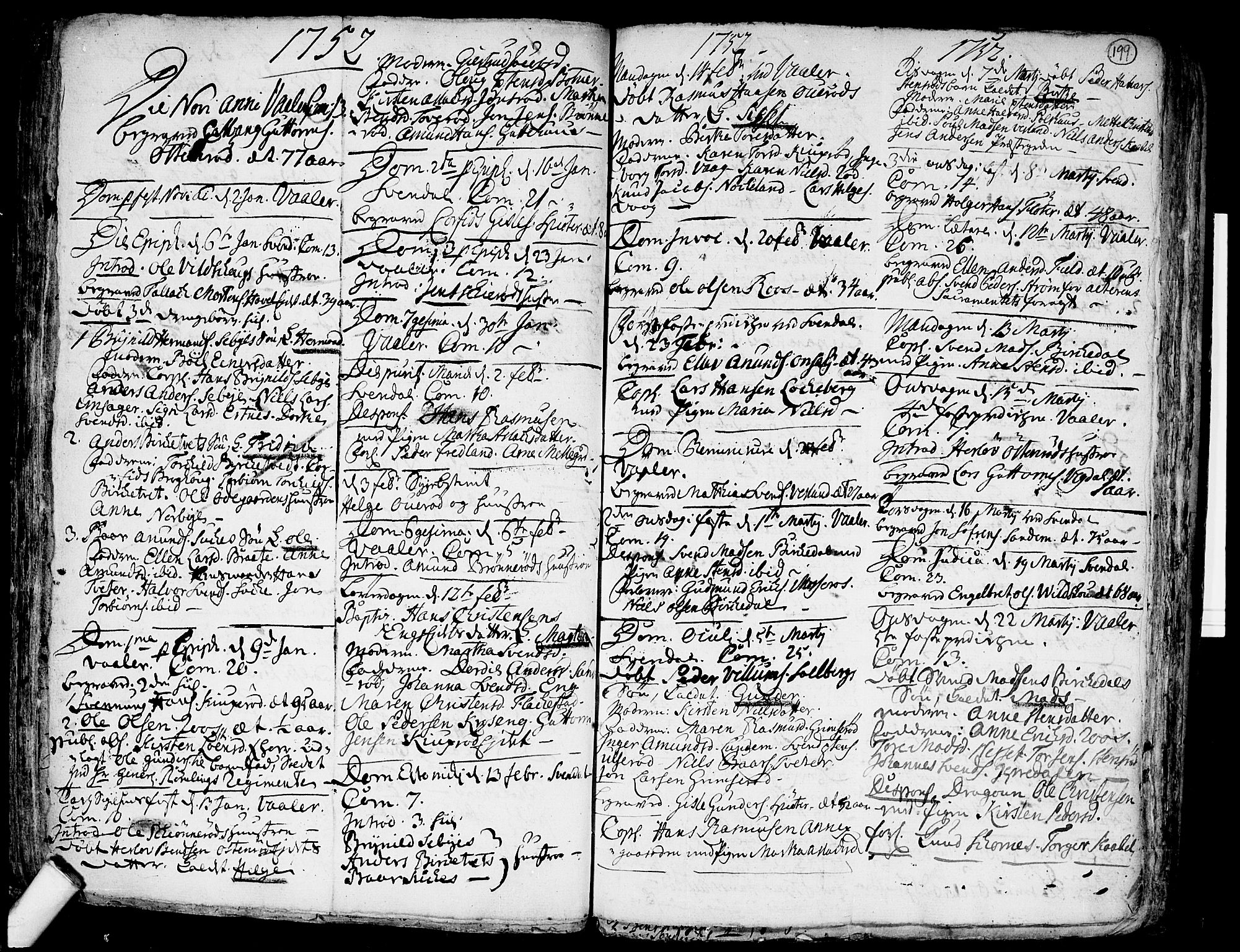 Våler prestekontor Kirkebøker, AV/SAO-A-11083/F/Fa/L0003: Parish register (official) no. I 3, 1730-1770, p. 199