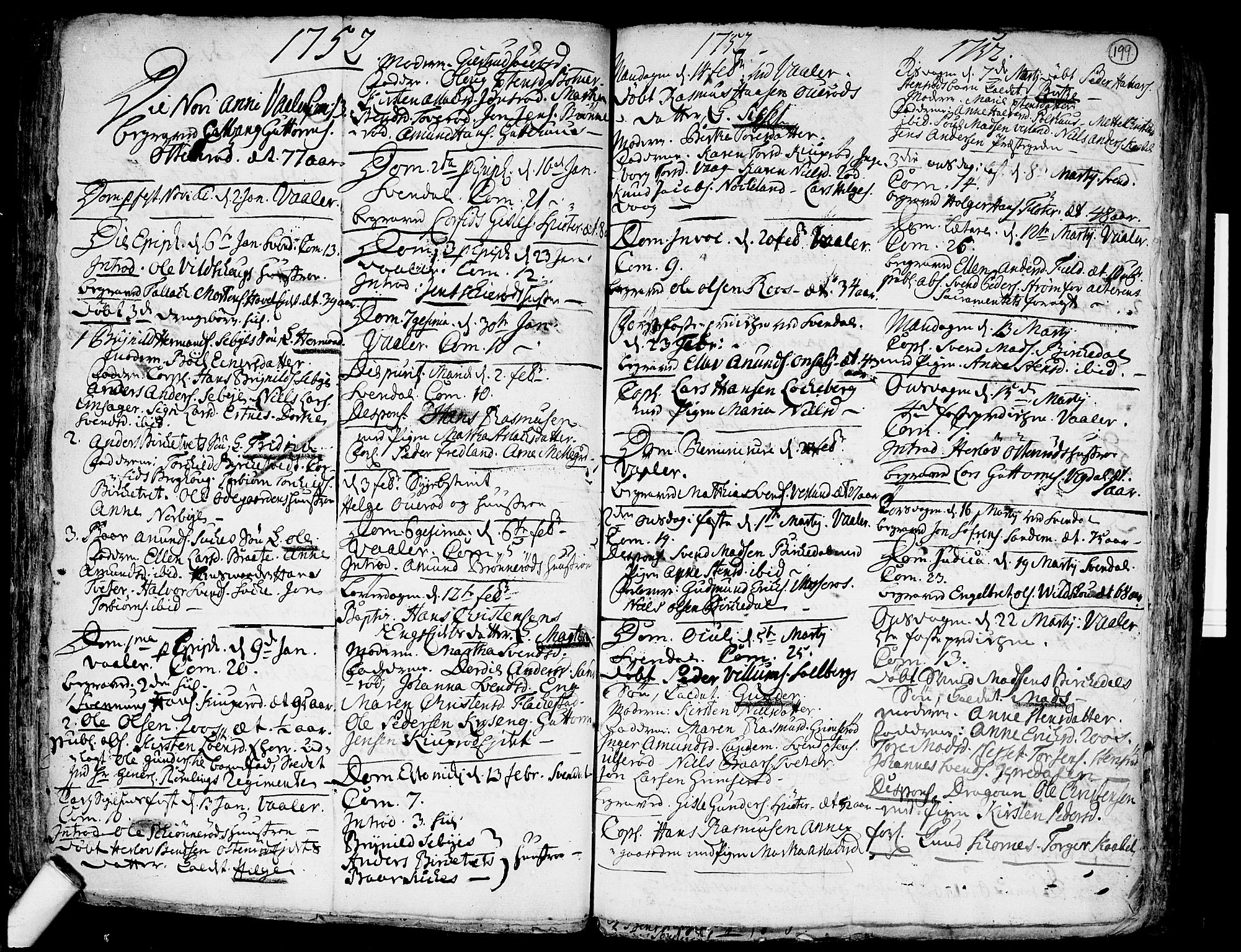 Våler prestekontor Kirkebøker, SAO/A-11083/F/Fa/L0003: Parish register (official) no. I 3, 1730-1770, p. 199