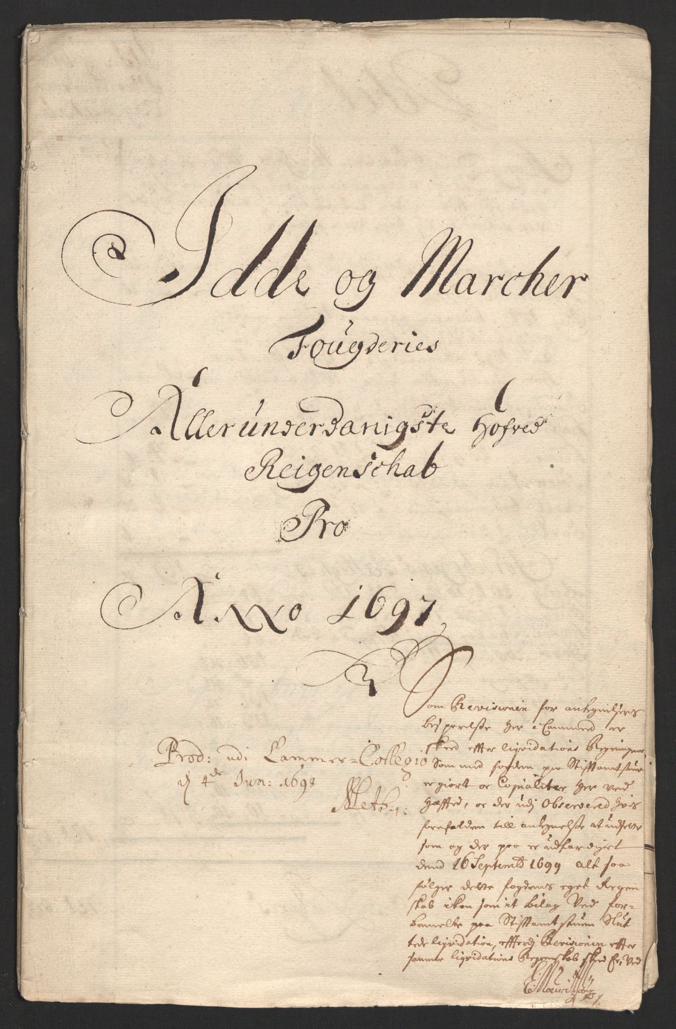 Rentekammeret inntil 1814, Reviderte regnskaper, Fogderegnskap, RA/EA-4092/R01/L0013: Fogderegnskap Idd og Marker, 1696-1698, p. 174