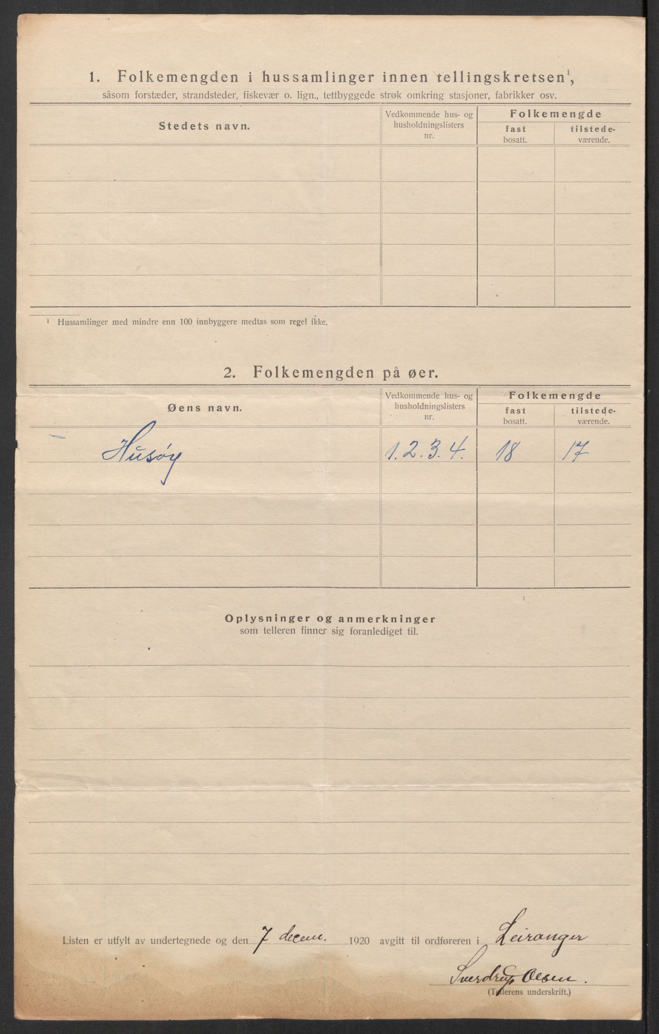 SAT, 1920 census for Leiranger, 1920, p. 11