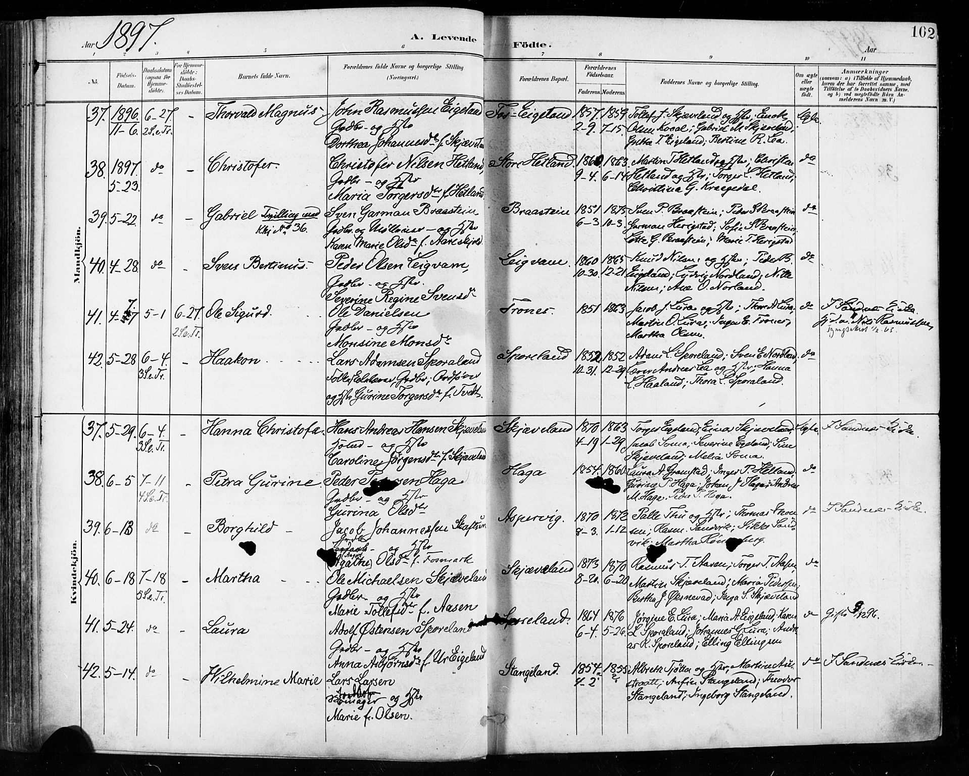 Høyland sokneprestkontor, AV/SAST-A-101799/001/30BA/L0013: Parish register (official) no. A 13.1, 1889-1898, p. 102