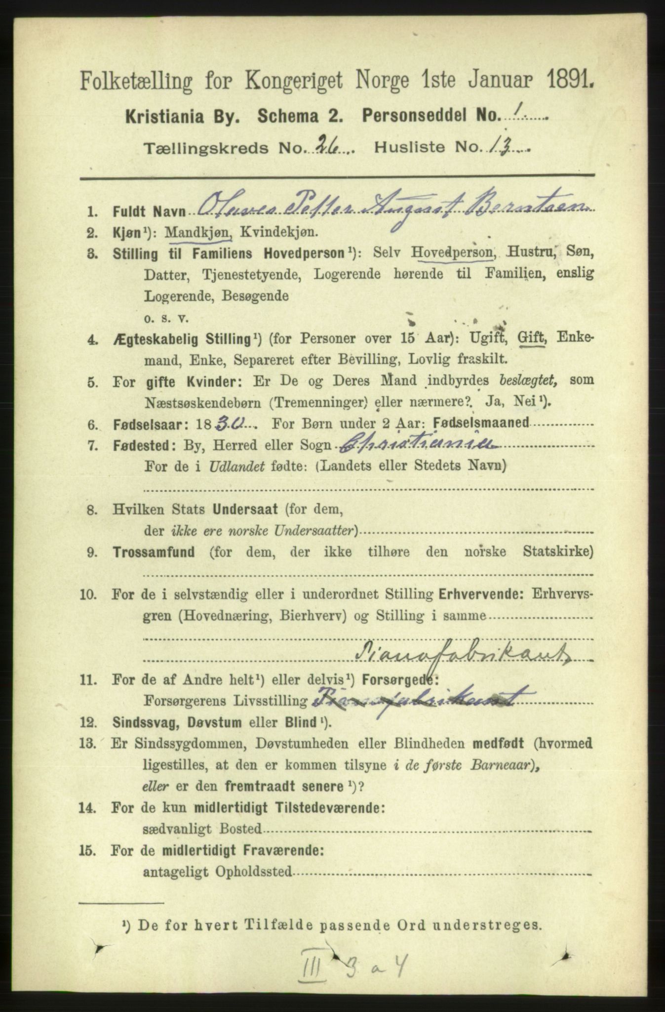 RA, 1891 census for 0301 Kristiania, 1891, p. 13288