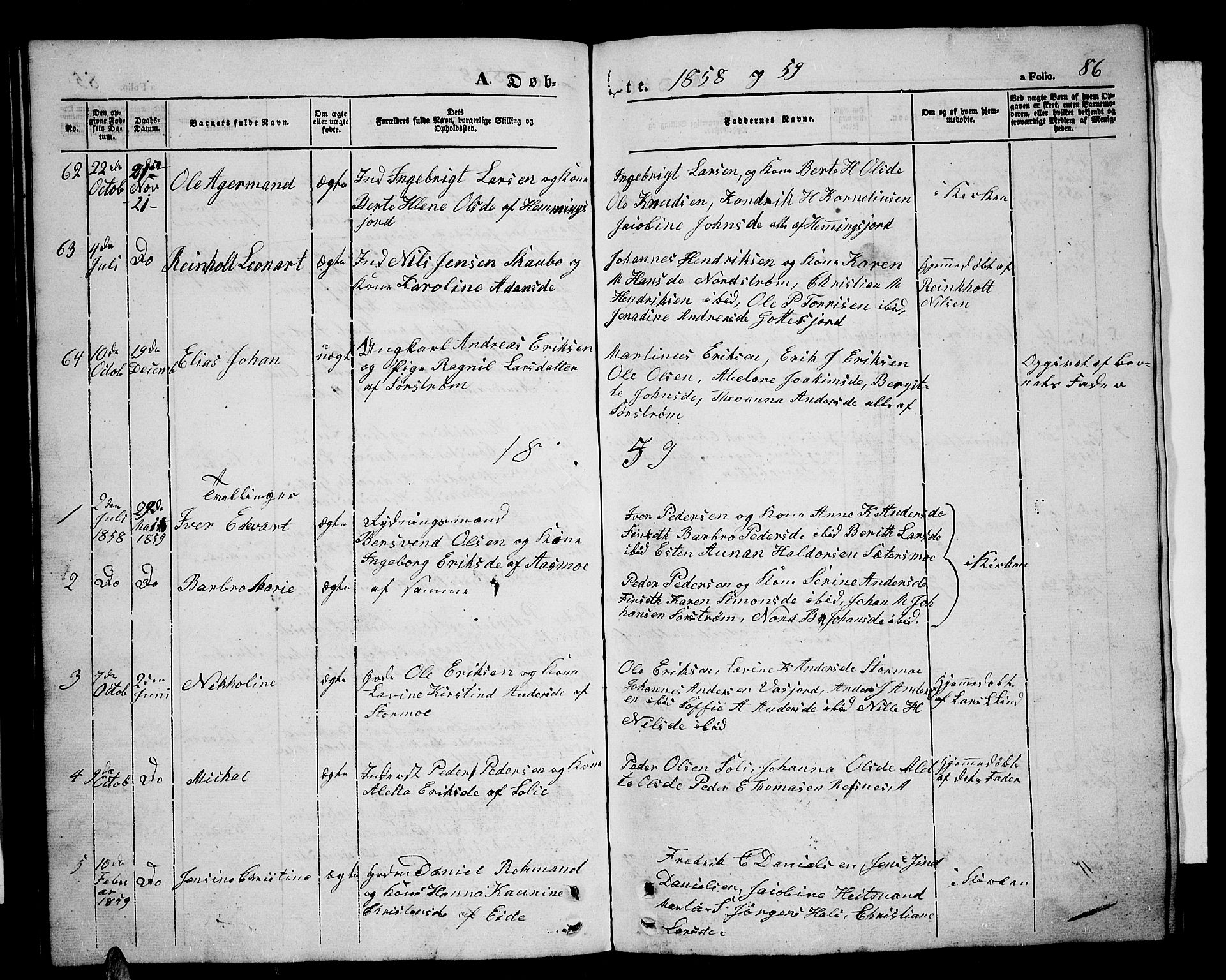 Tranøy sokneprestkontor, SATØ/S-1313/I/Ia/Iab/L0002klokker: Parish register (copy) no. 2, 1847-1860, p. 86