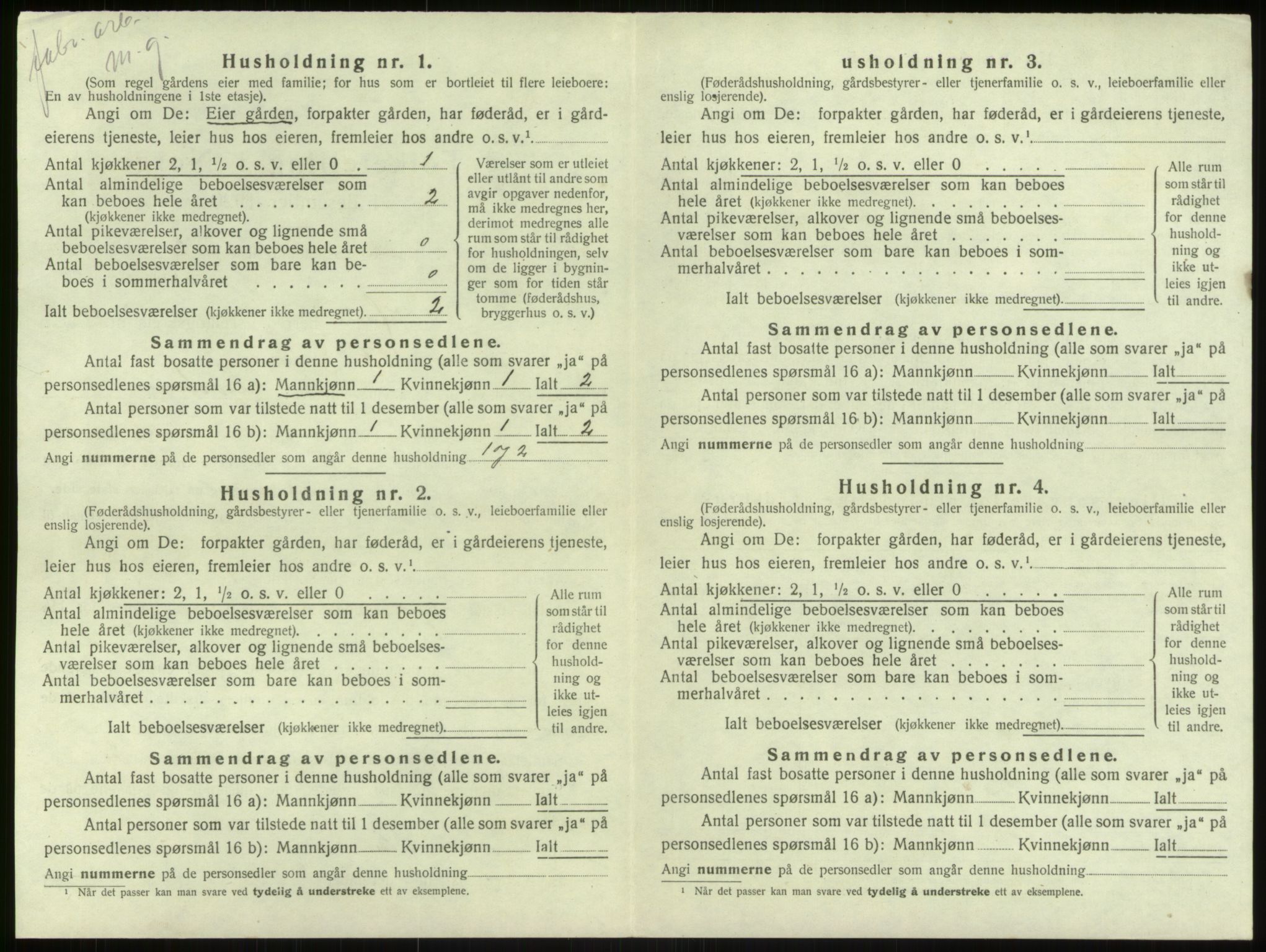 SAB, 1920 census for Haus, 1920, p. 1549