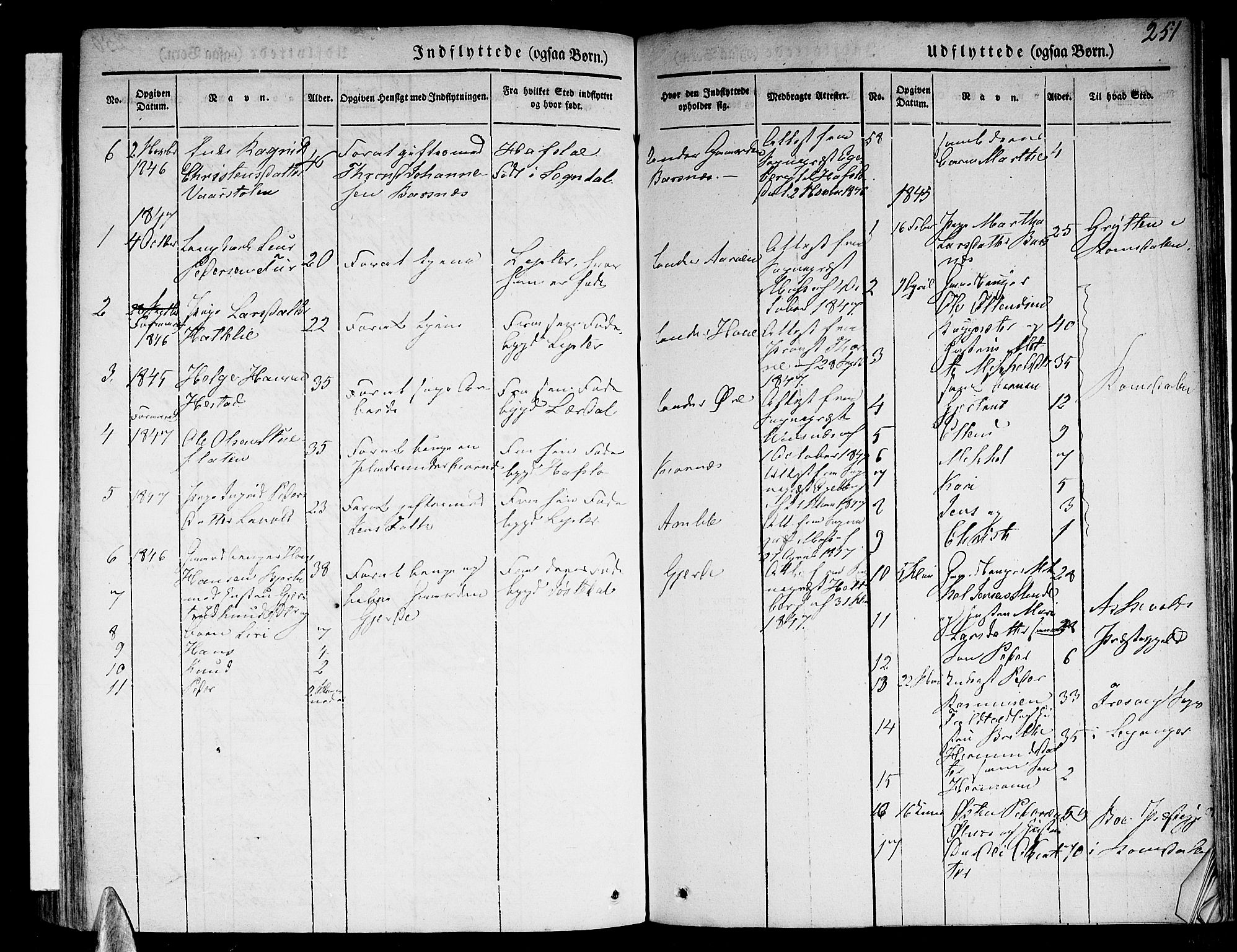 Sogndal sokneprestembete, SAB/A-81301/H/Haa/Haaa/L0011: Parish register (official) no. A 11, 1839-1847, p. 251