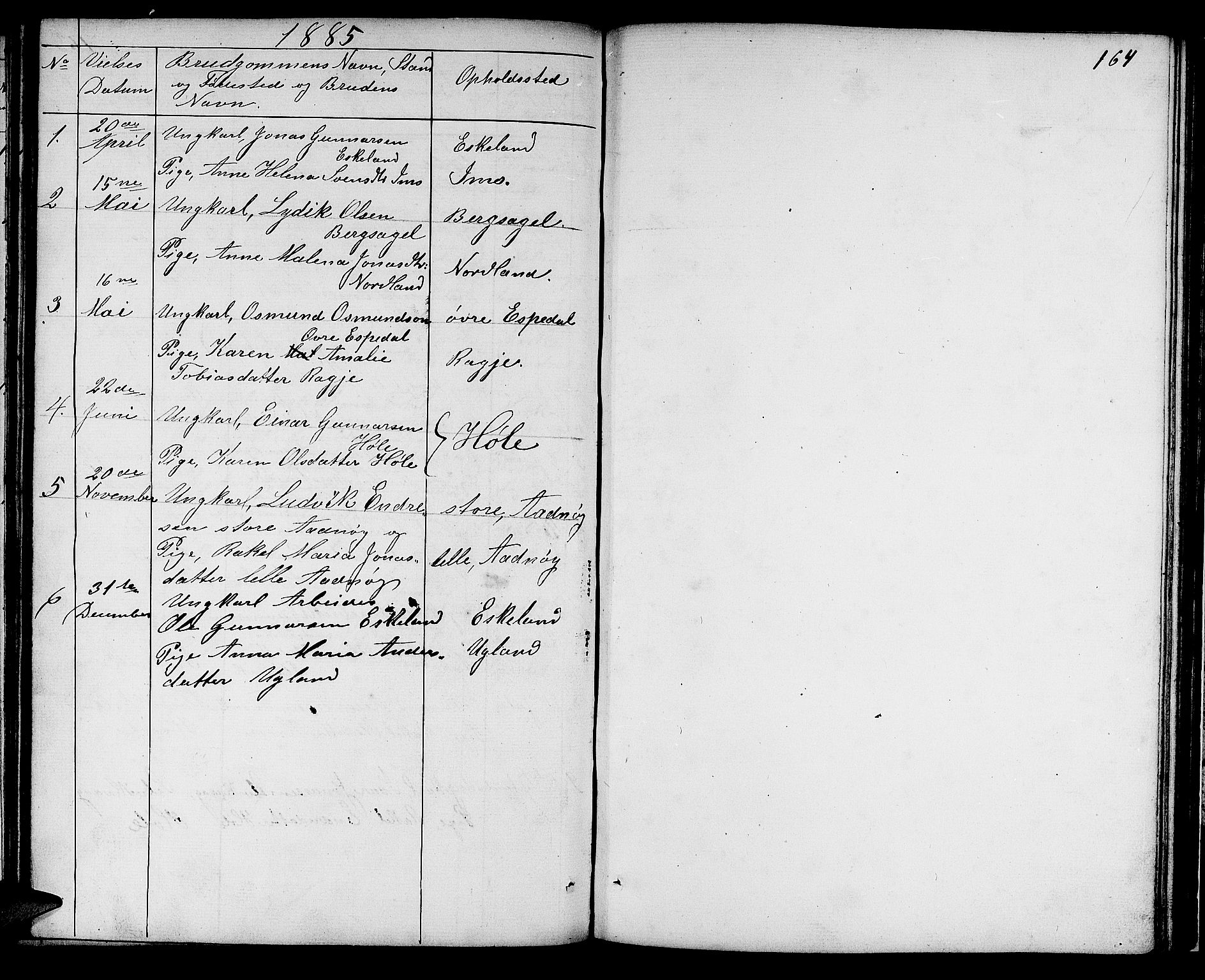 Høgsfjord sokneprestkontor, SAST/A-101624/H/Ha/Hab/L0001: Parish register (copy) no. B 1, 1855-1885, p. 164