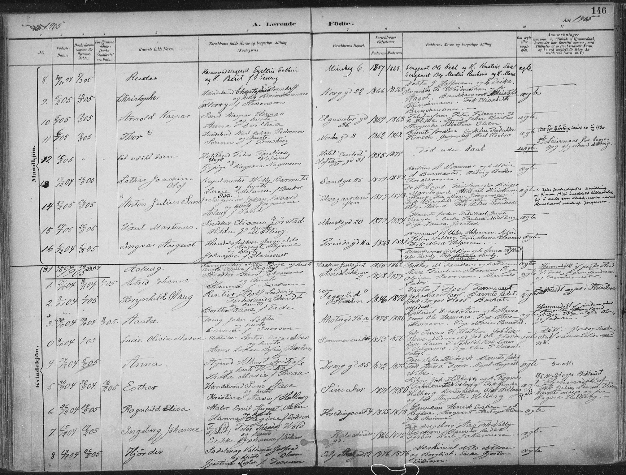 Ministerialprotokoller, klokkerbøker og fødselsregistre - Sør-Trøndelag, SAT/A-1456/601/L0062: Parish register (official) no. 601A30, 1891-1911, p. 146