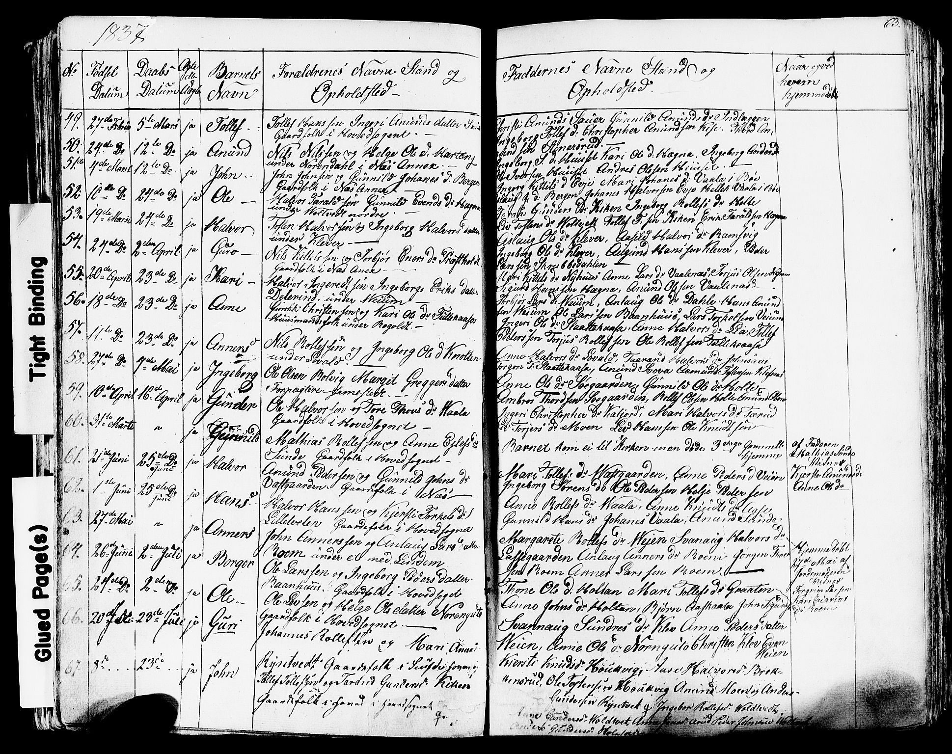 Sauherad kirkebøker, AV/SAKO-A-298/F/Fa/L0006: Parish register (official) no. I 6, 1827-1850, p. 63