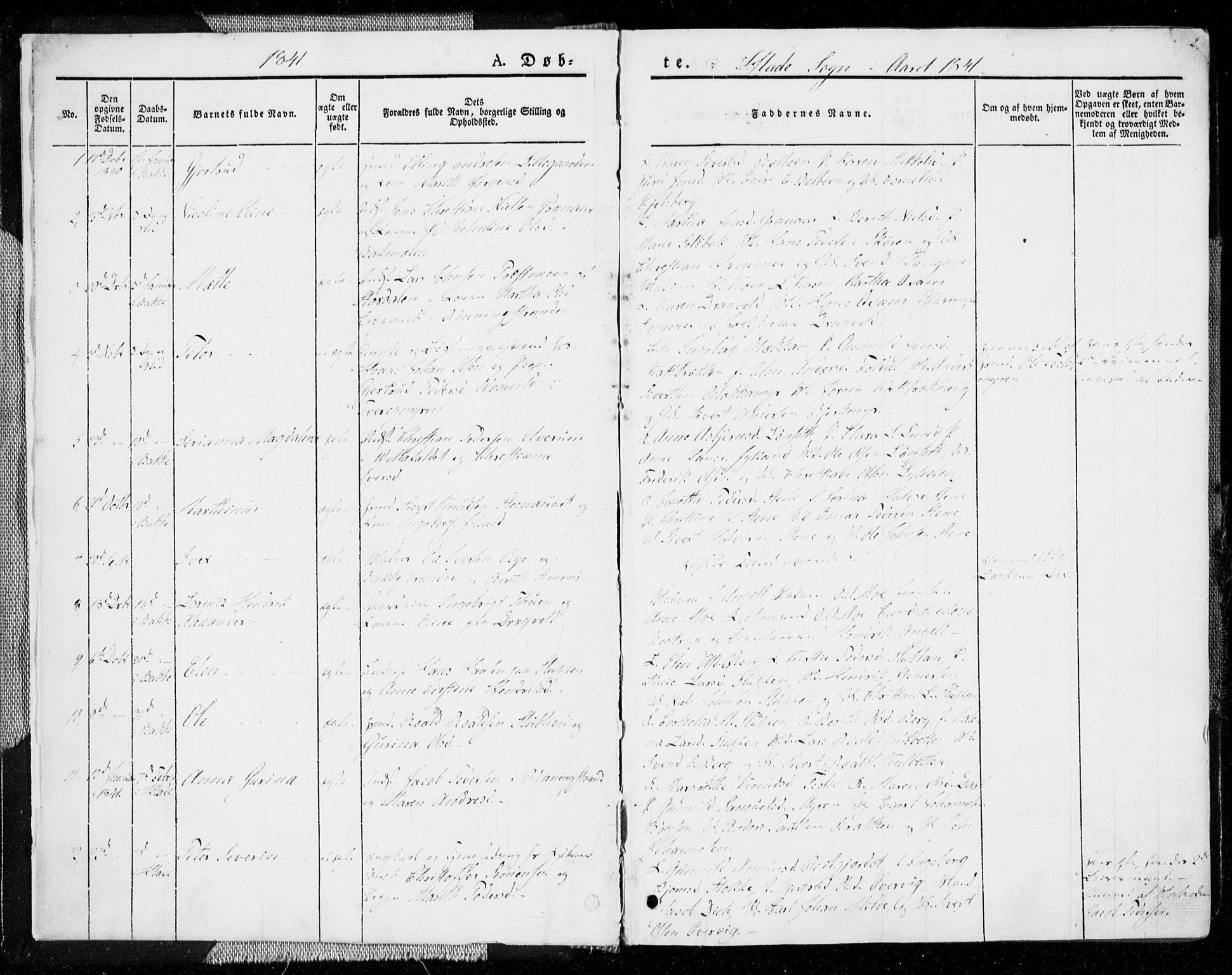 Ministerialprotokoller, klokkerbøker og fødselsregistre - Sør-Trøndelag, SAT/A-1456/606/L0290: Parish register (official) no. 606A05, 1841-1847, p. 2