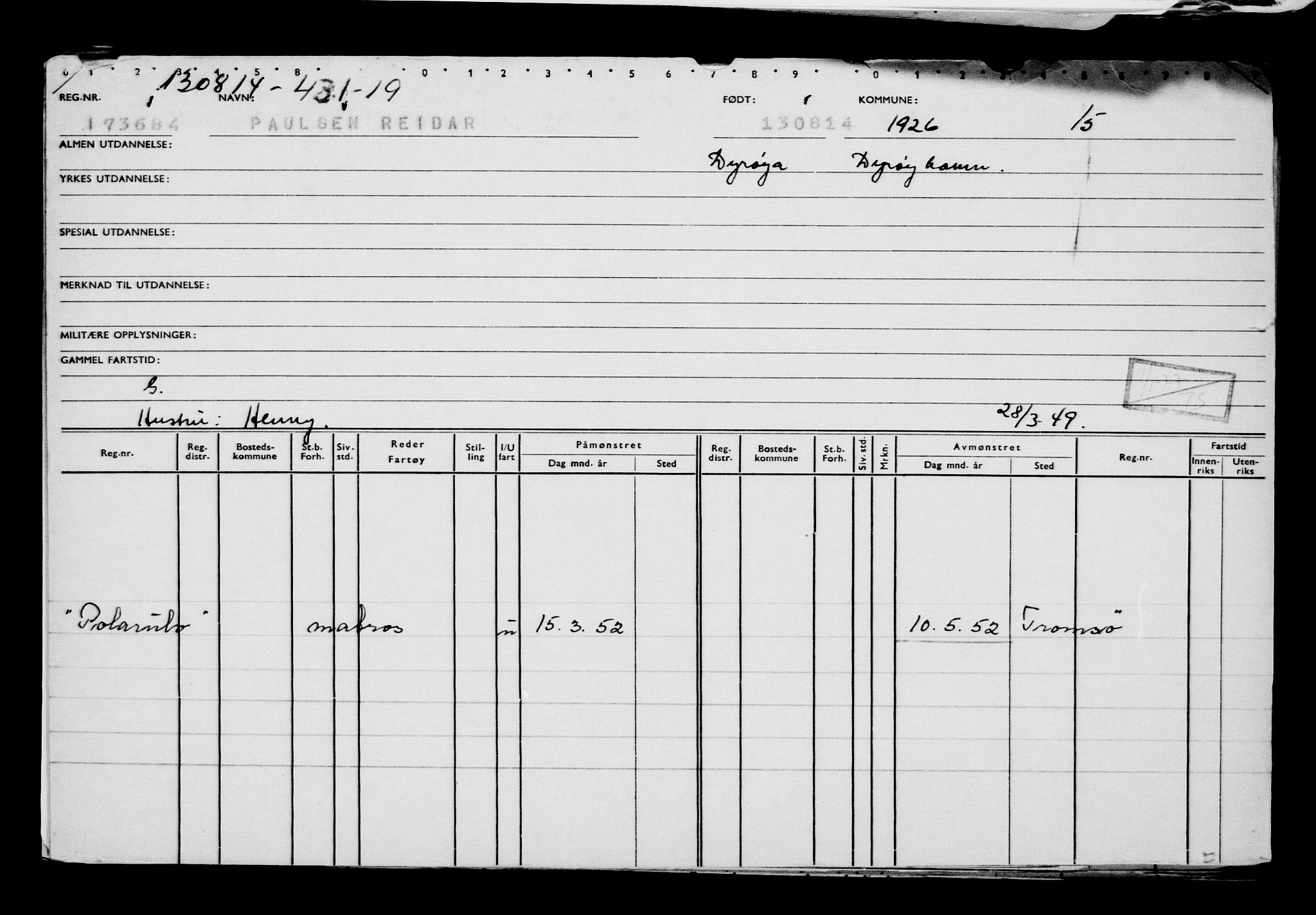 Direktoratet for sjømenn, AV/RA-S-3545/G/Gb/L0123: Hovedkort, 1914, p. 217