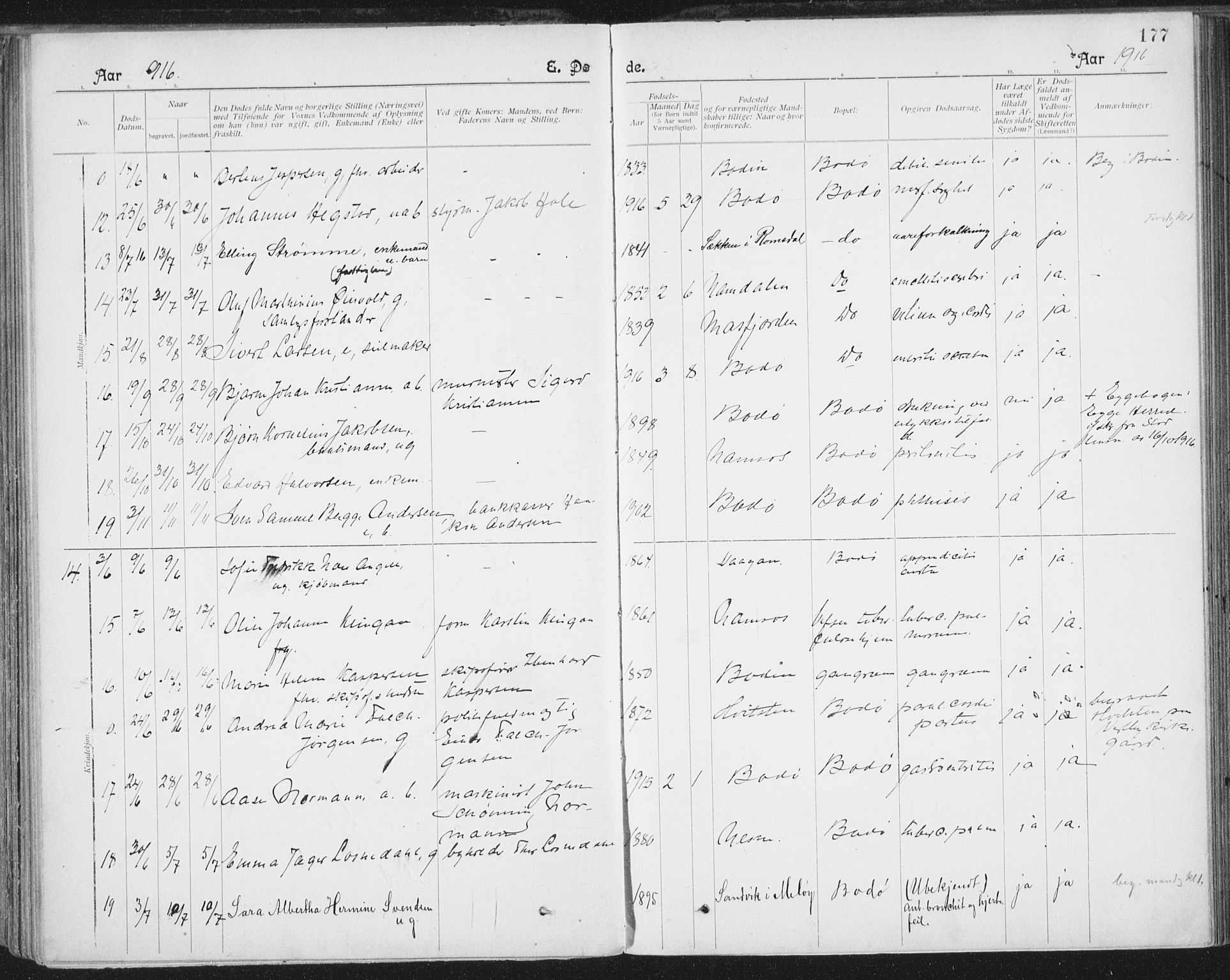 Ministerialprotokoller, klokkerbøker og fødselsregistre - Nordland, AV/SAT-A-1459/801/L0012: Parish register (official) no. 801A12, 1900-1916, p. 177