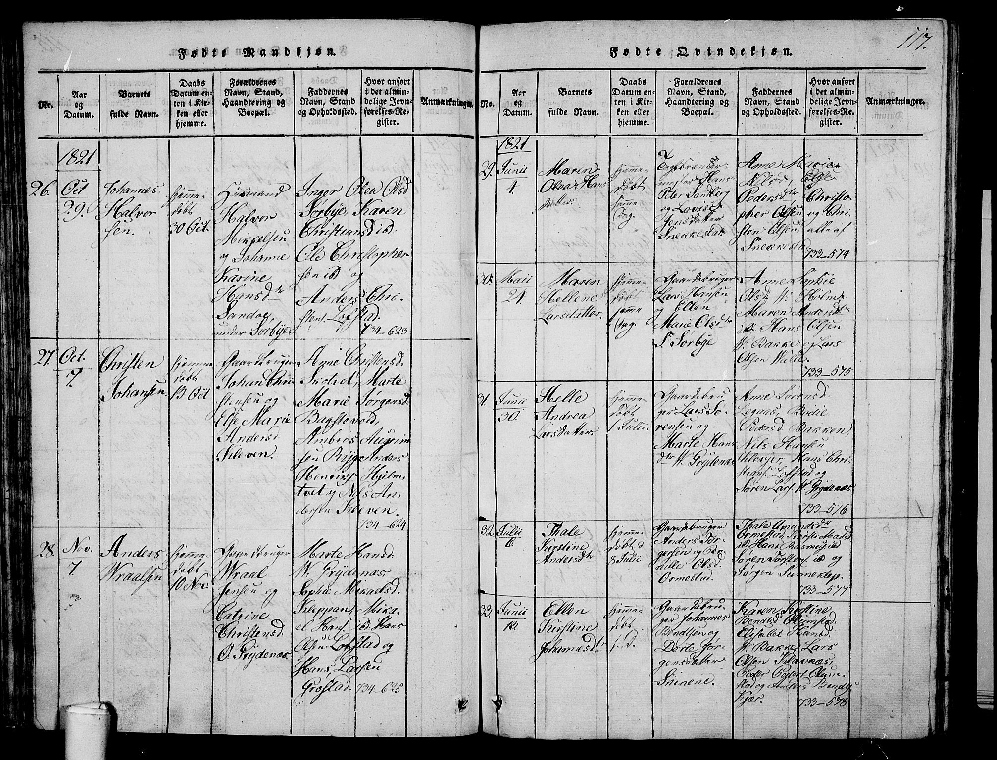 Våle kirkebøker, AV/SAKO-A-334/G/Ga/L0001: Parish register (copy) no. I 1, 1814-1824, p. 116-117