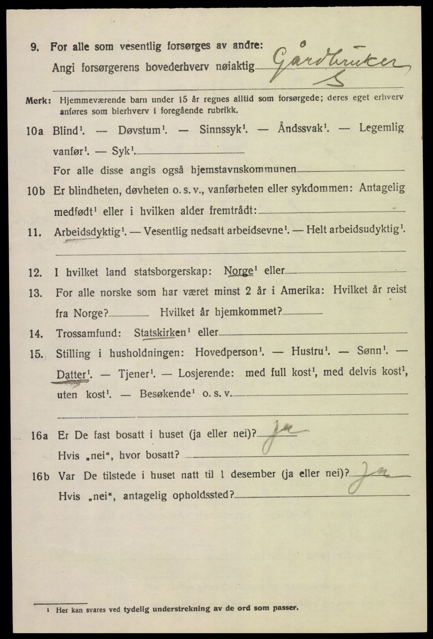 SAK, 1920 census for Lyngdal, 1920, p. 6490