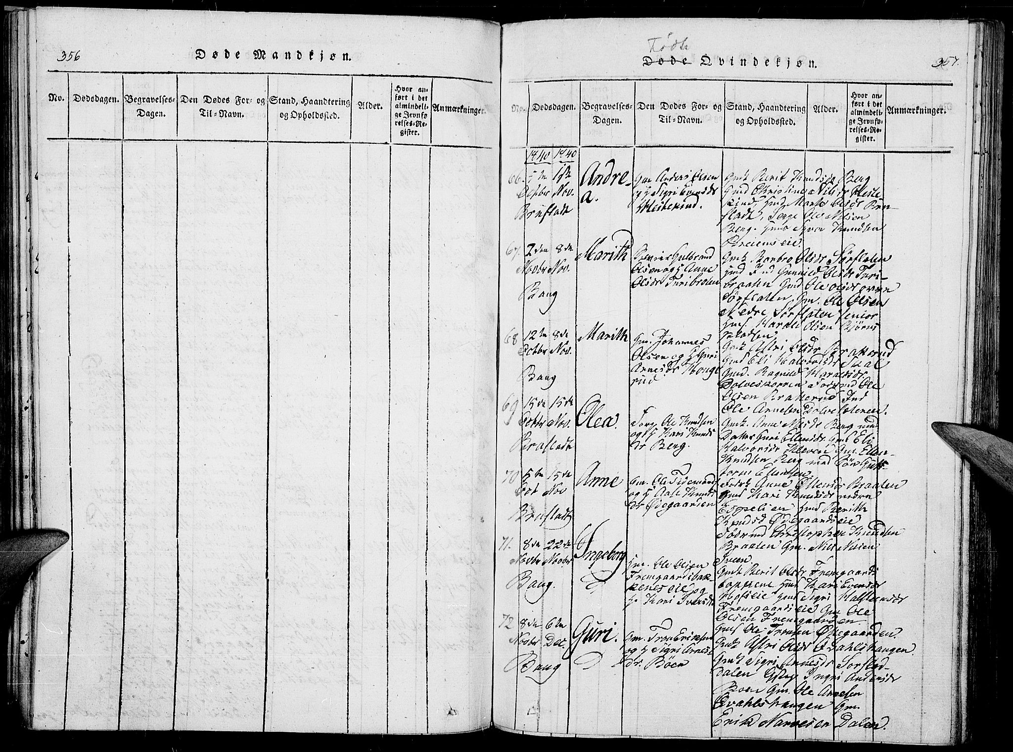 Sør-Aurdal prestekontor, AV/SAH-PREST-128/H/Ha/Haa/L0003: Parish register (official) no. 3, 1825-1840, p. 356-357