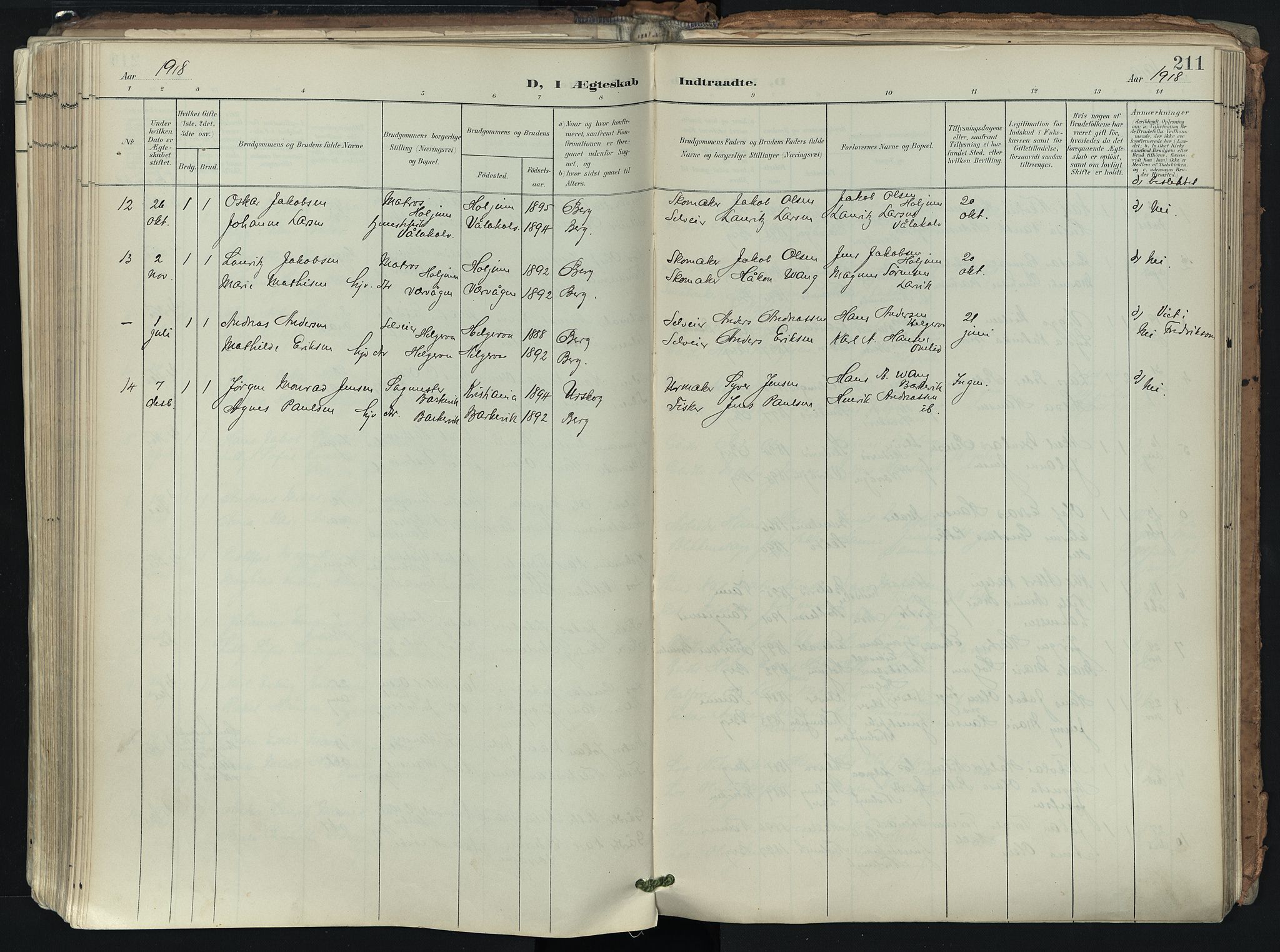 Brunlanes kirkebøker, AV/SAKO-A-342/F/Fb/L0003: Parish register (official) no. II 3, 1900-1922, p. 211