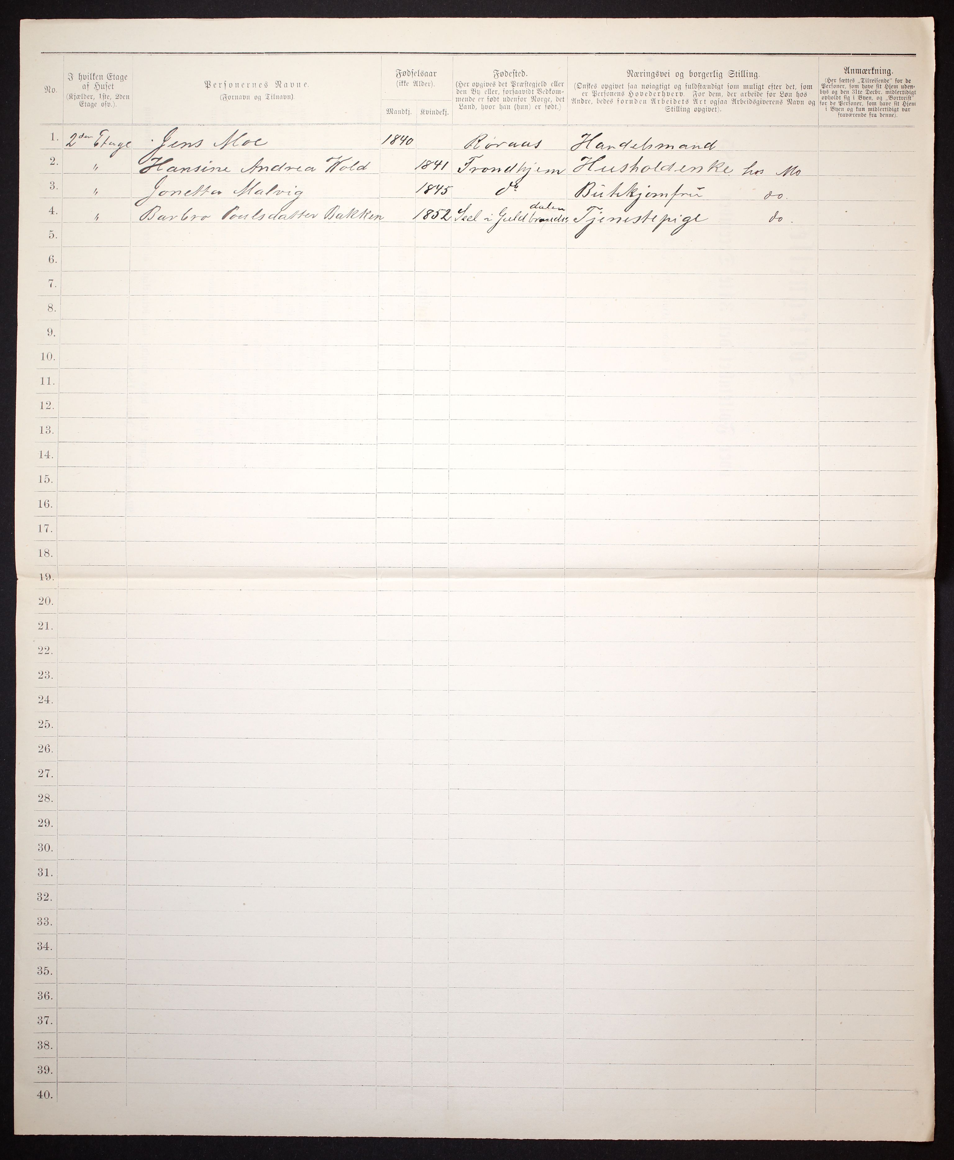 SAT, 1885 census for 1601 Trondheim, 1885, p. 686