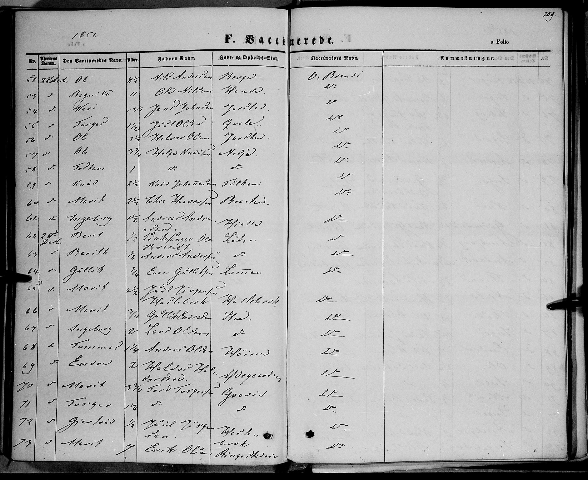 Vestre Slidre prestekontor, AV/SAH-PREST-136/H/Ha/Haa/L0001: Parish register (official) no. 1, 1844-1855, p. 259