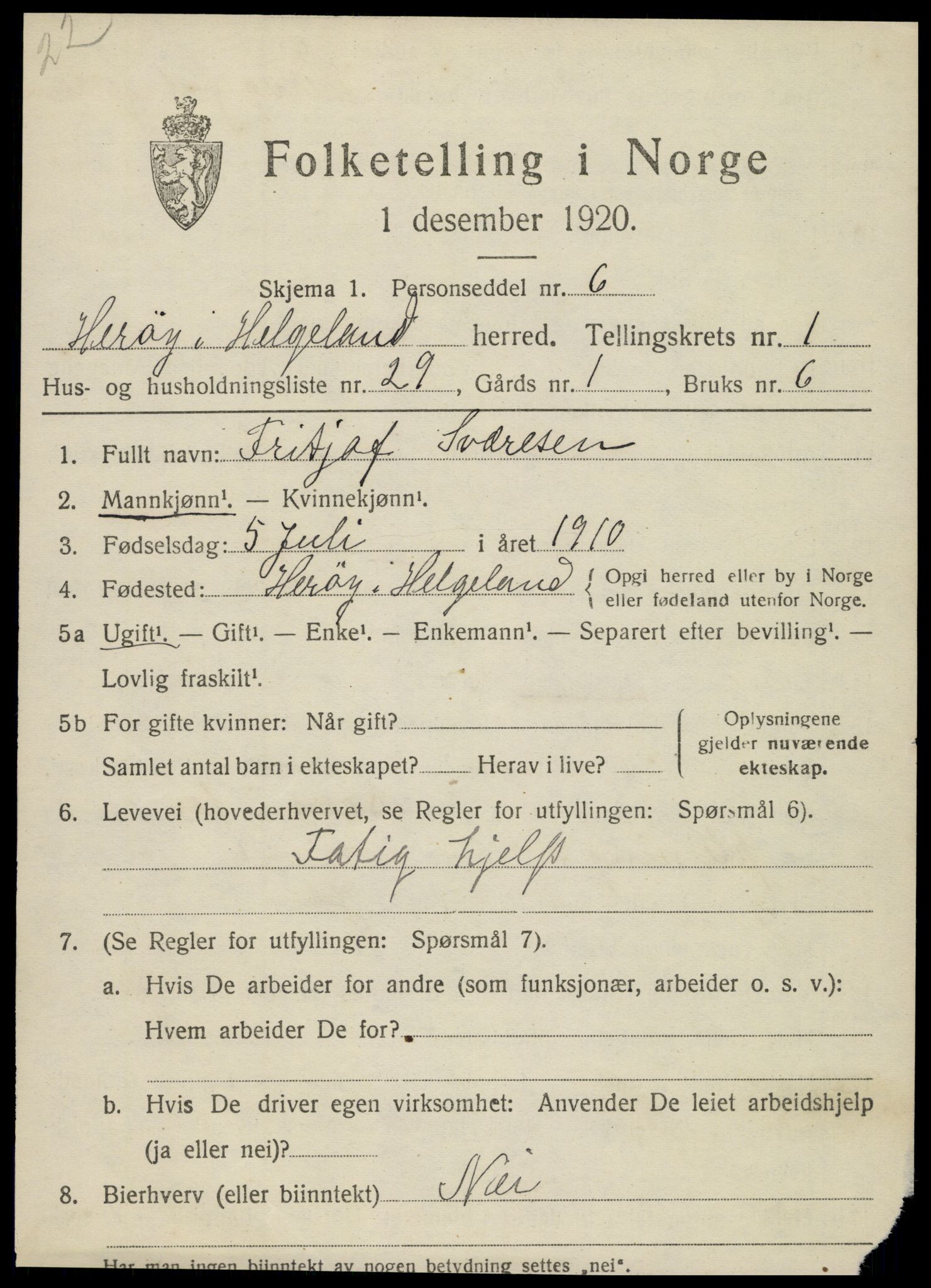 SAT, 1920 census for Herøy, 1920, p. 1312