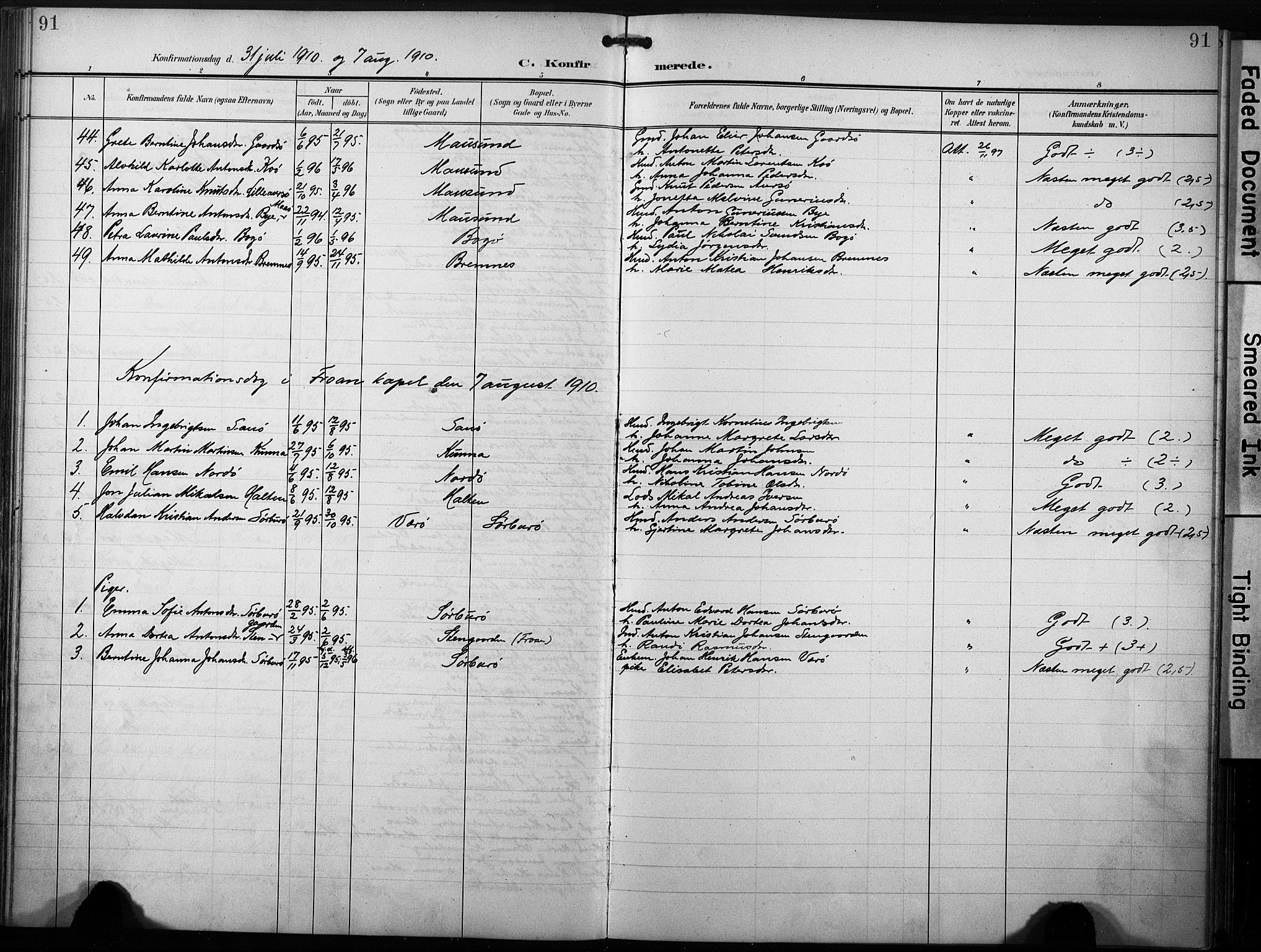 Ministerialprotokoller, klokkerbøker og fødselsregistre - Sør-Trøndelag, AV/SAT-A-1456/640/L0580: Parish register (official) no. 640A05, 1902-1910, p. 91