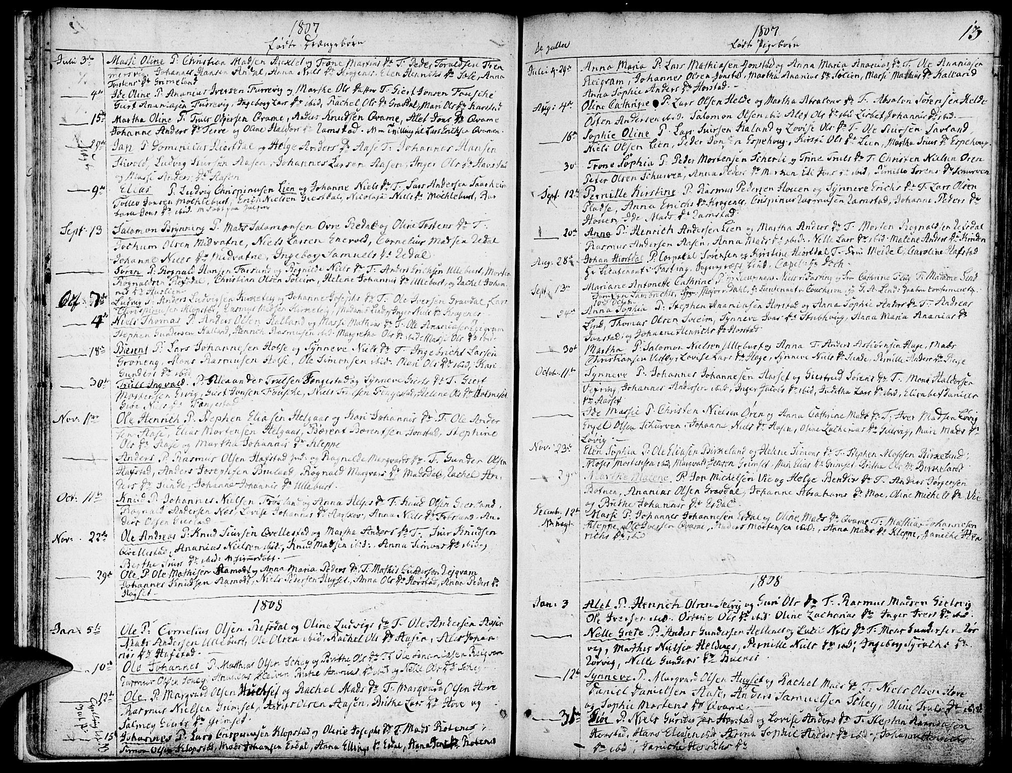Førde sokneprestembete, SAB/A-79901/H/Haa/Haaa/L0005: Parish register (official) no. A 5, 1803-1821, p. 13