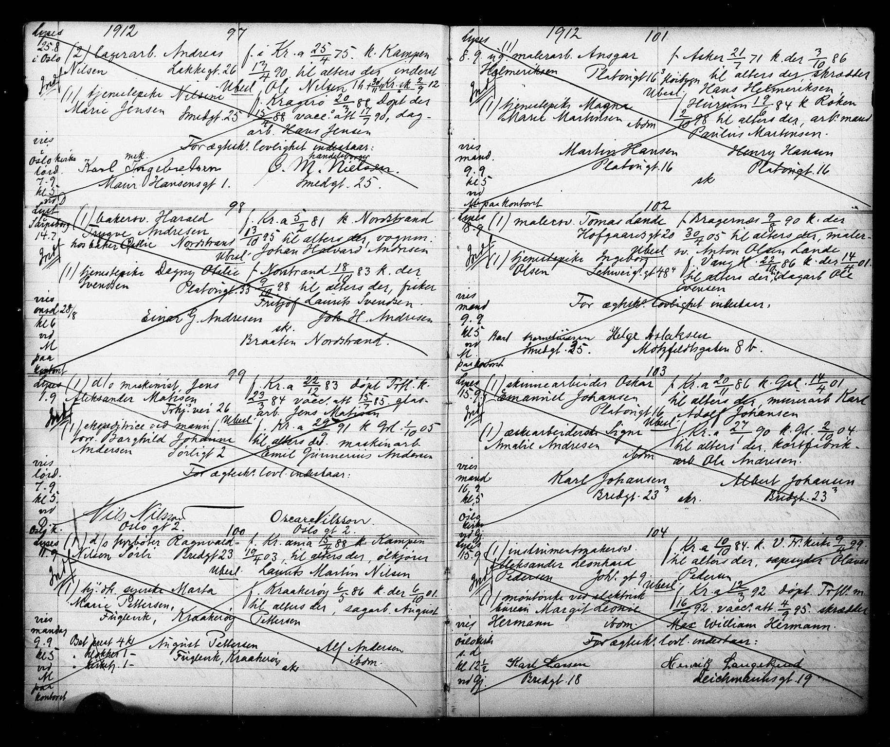 Grønland prestekontor Kirkebøker, AV/SAO-A-10848/H/Ha/L0001: Banns register no. 1, 1912-1918