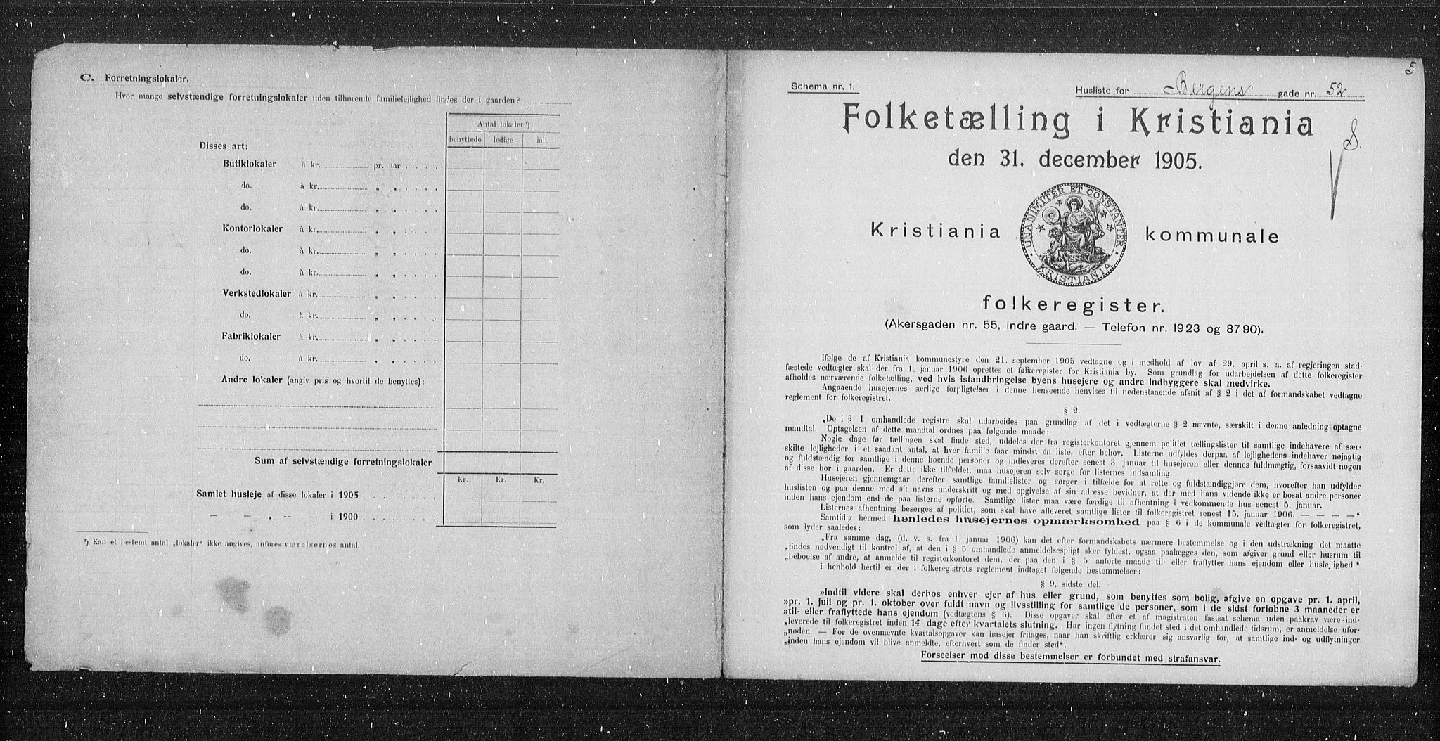 OBA, Municipal Census 1905 for Kristiania, 1905, p. 2044