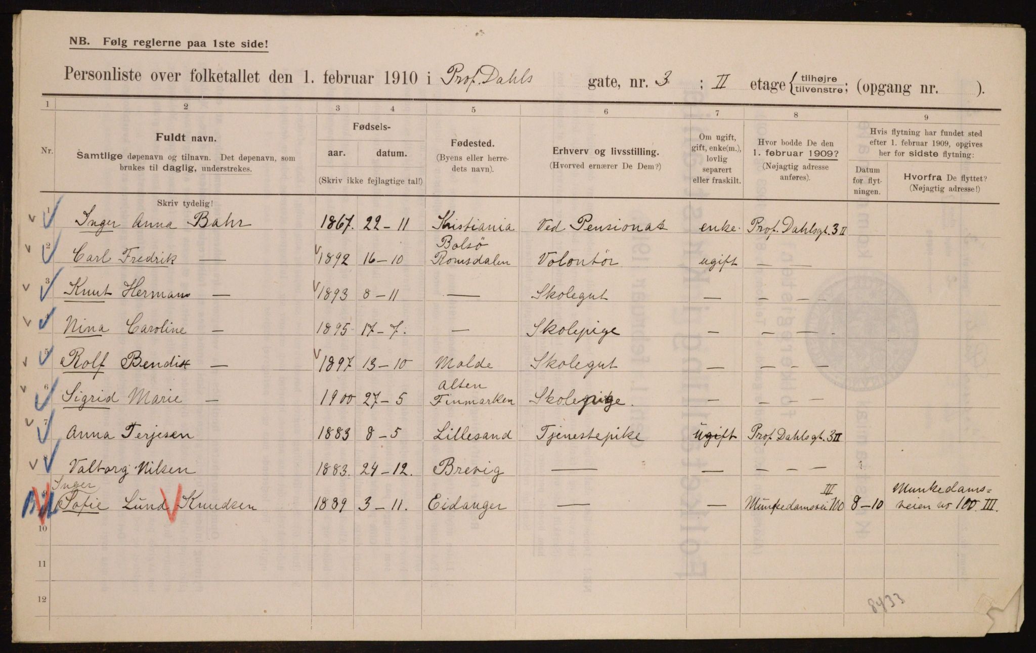 OBA, Municipal Census 1910 for Kristiania, 1910, p. 77865