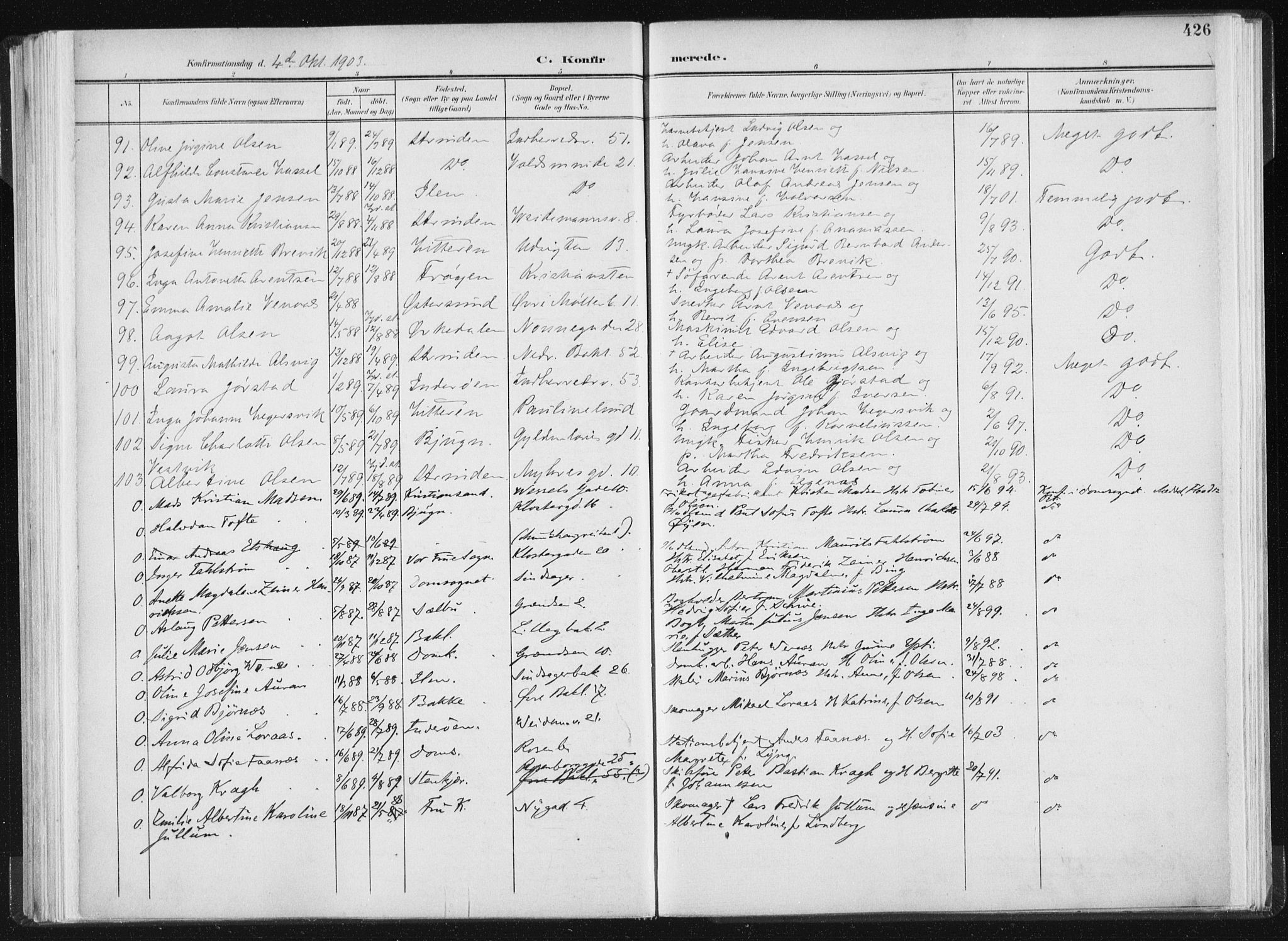 Ministerialprotokoller, klokkerbøker og fødselsregistre - Sør-Trøndelag, SAT/A-1456/604/L0200: Parish register (official) no. 604A20II, 1901-1908, p. 426