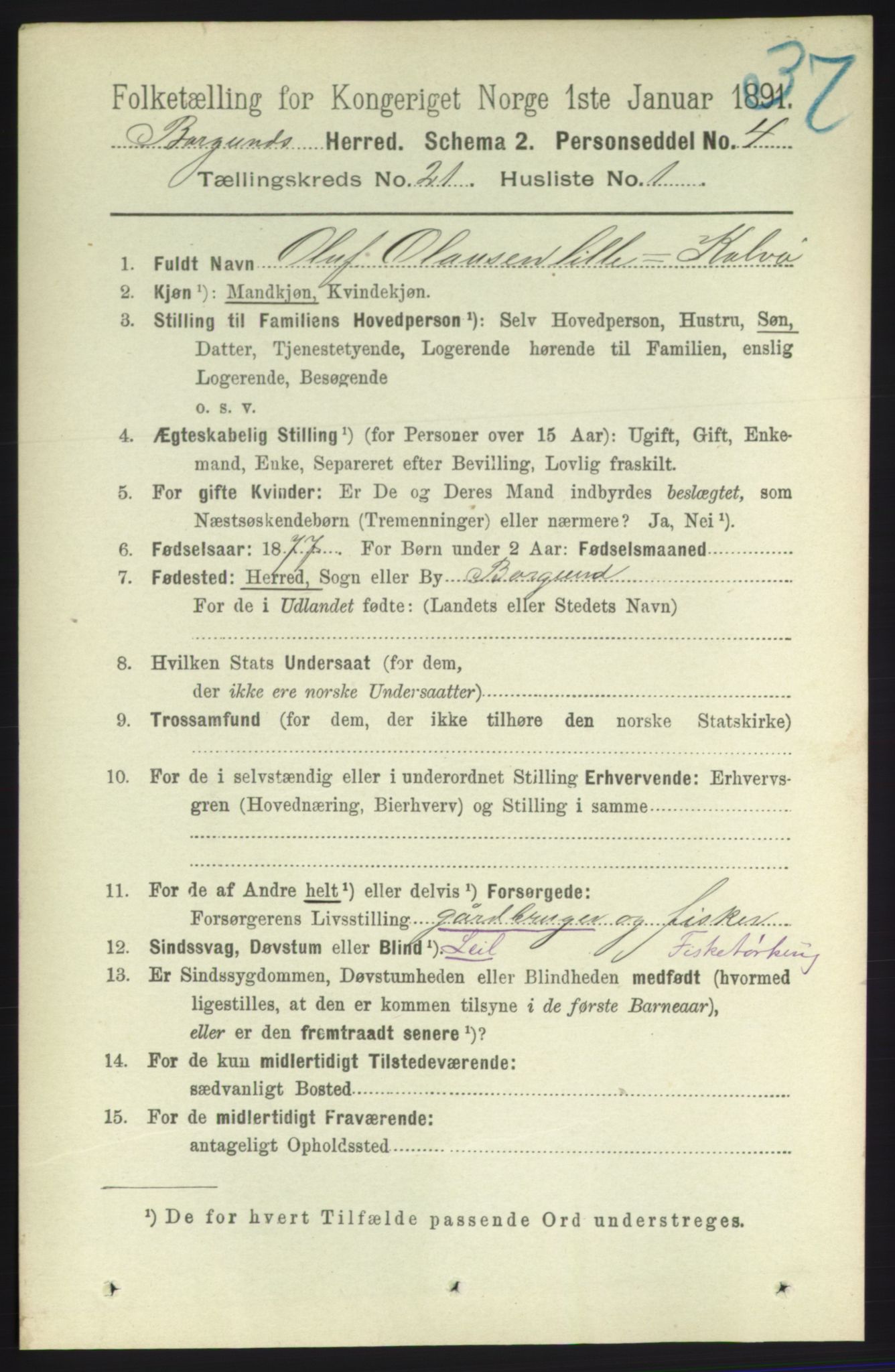 RA, 1891 census for 1531 Borgund, 1891, p. 6345