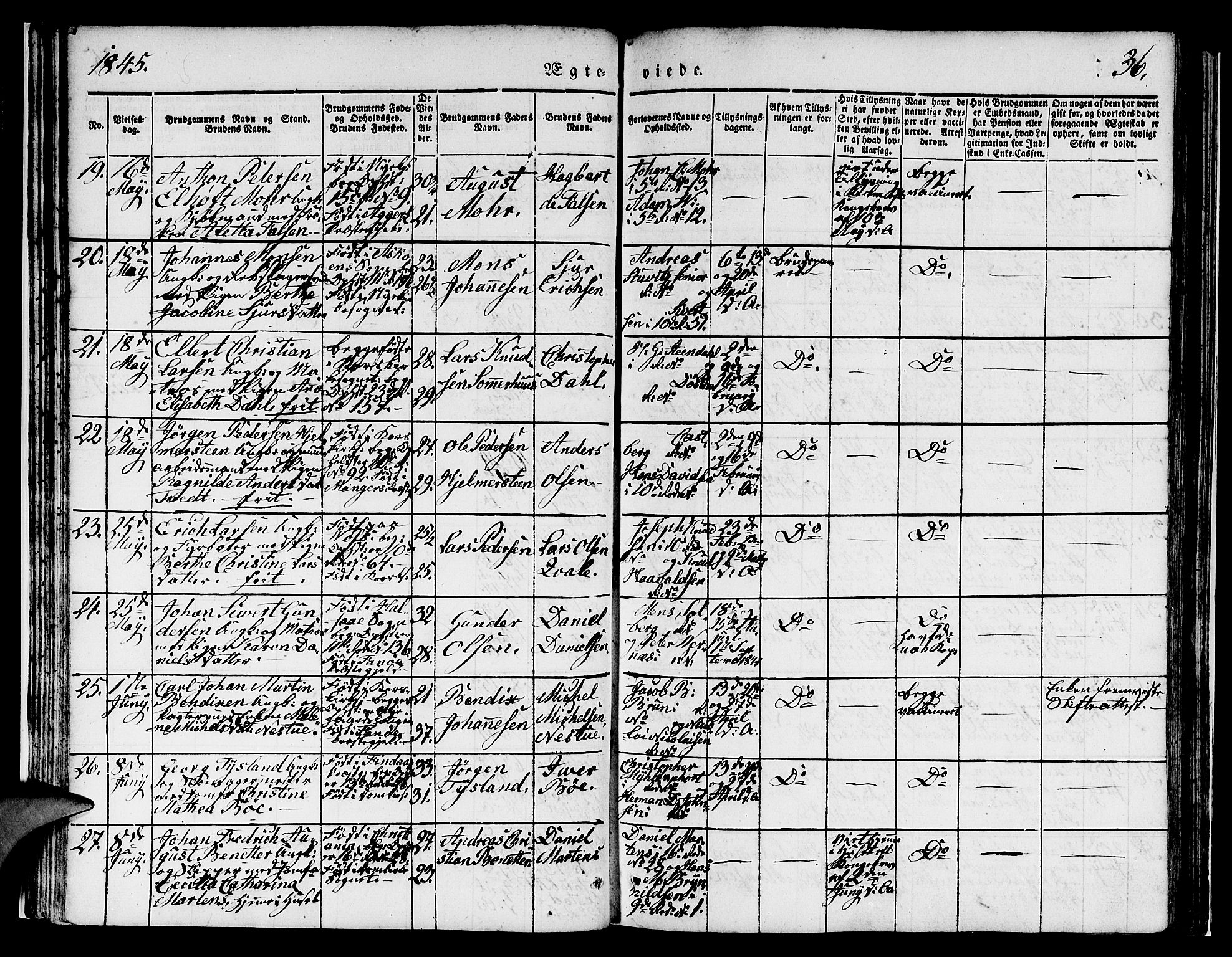 Domkirken sokneprestembete, SAB/A-74801/H/Hab/L0029: Parish register (copy) no. D 1, 1839-1857, p. 36