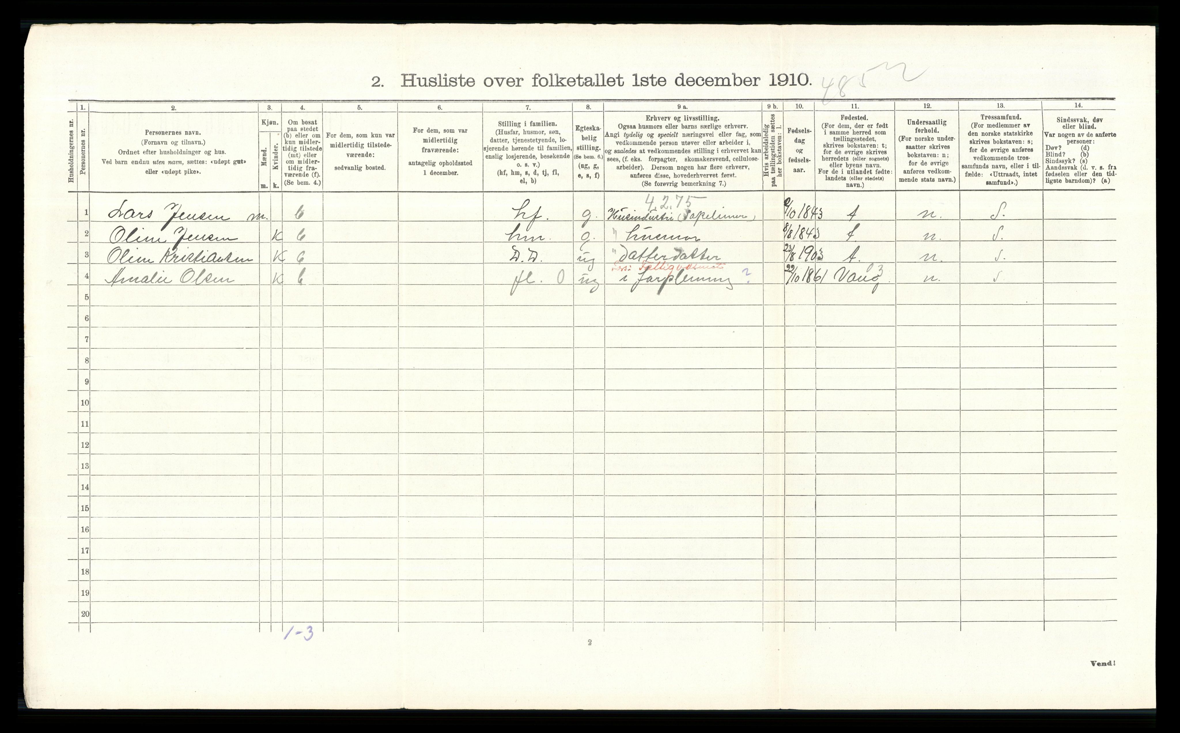 RA, 1910 census for Stange, 1910, p. 1687