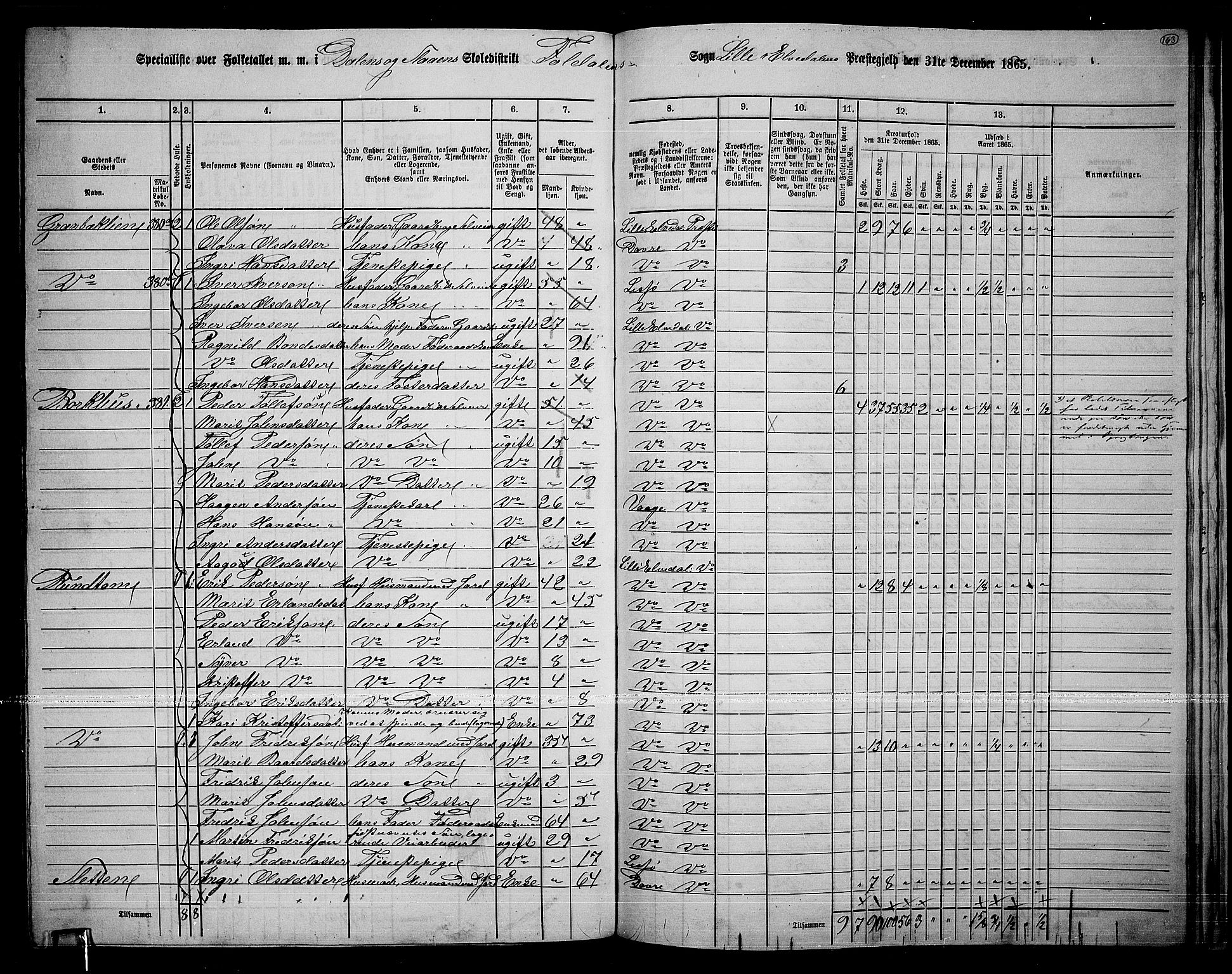 RA, 1865 census for Lille Elvedalen, 1865, p. 133