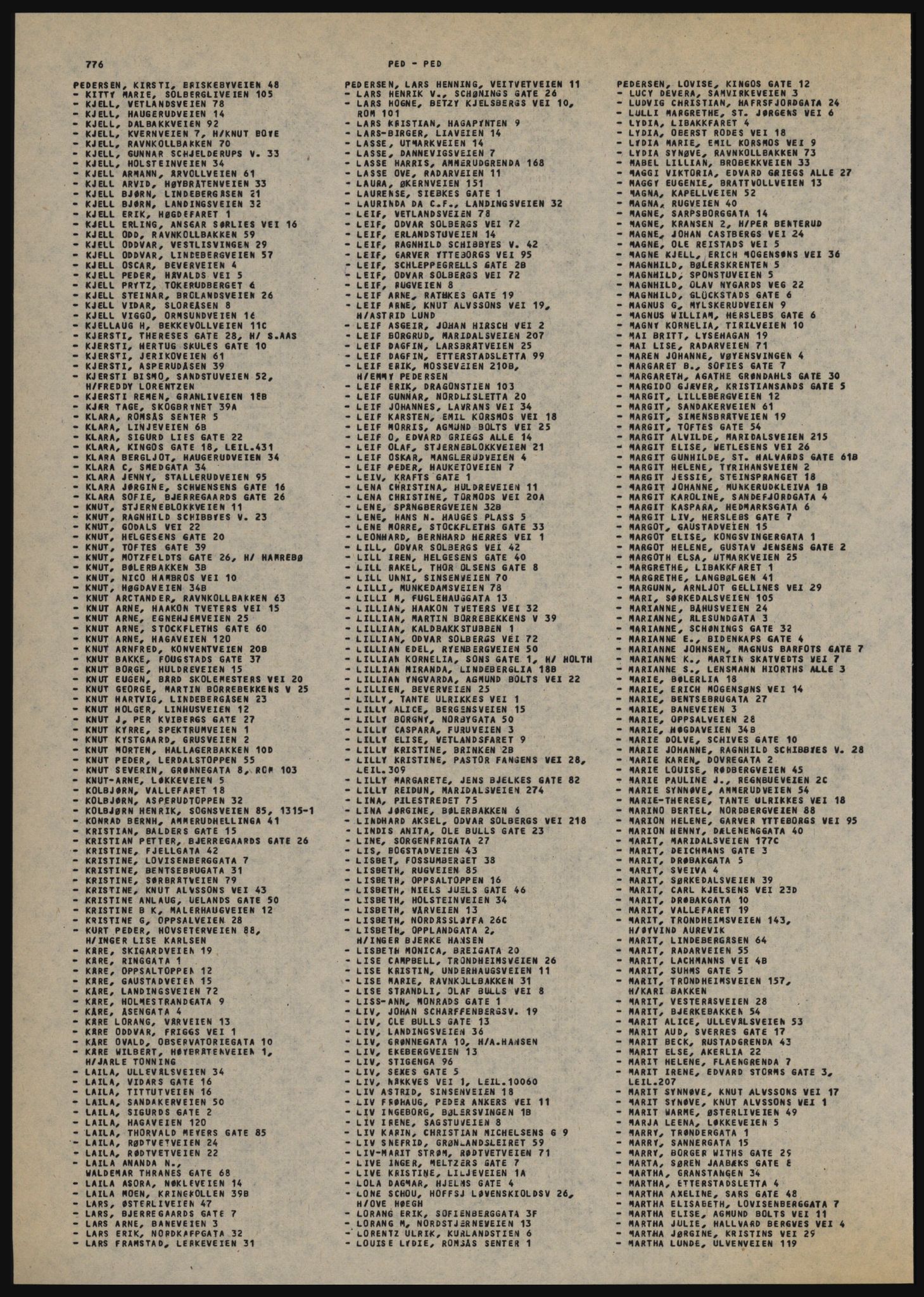 Kristiania/Oslo adressebok, PUBL/-, 1984-1985, p. 776