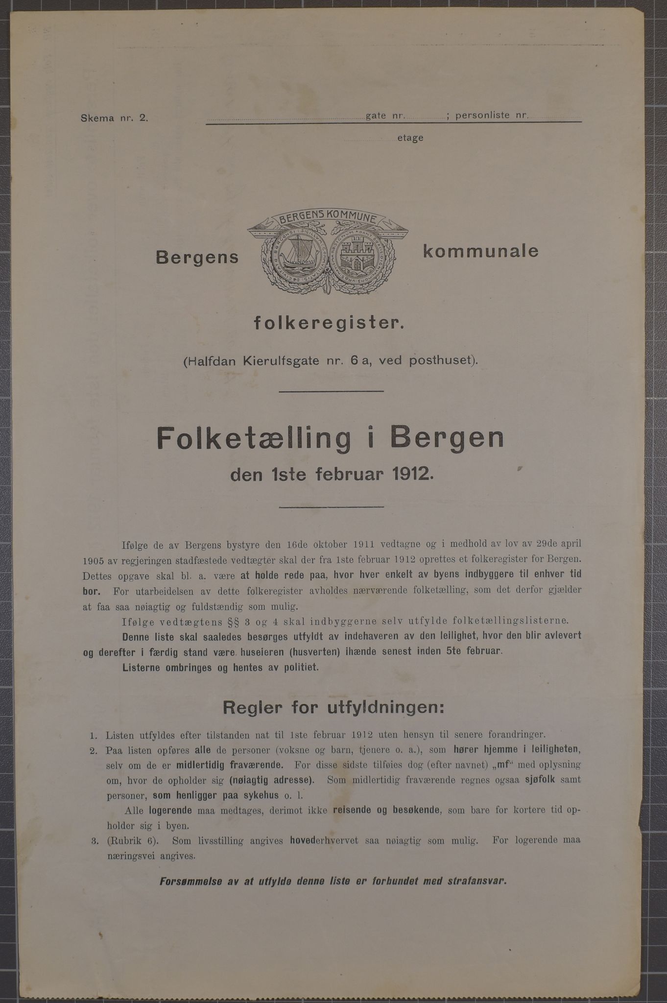 SAB, Municipal Census 1912 for Bergen, 1912, p. 1558