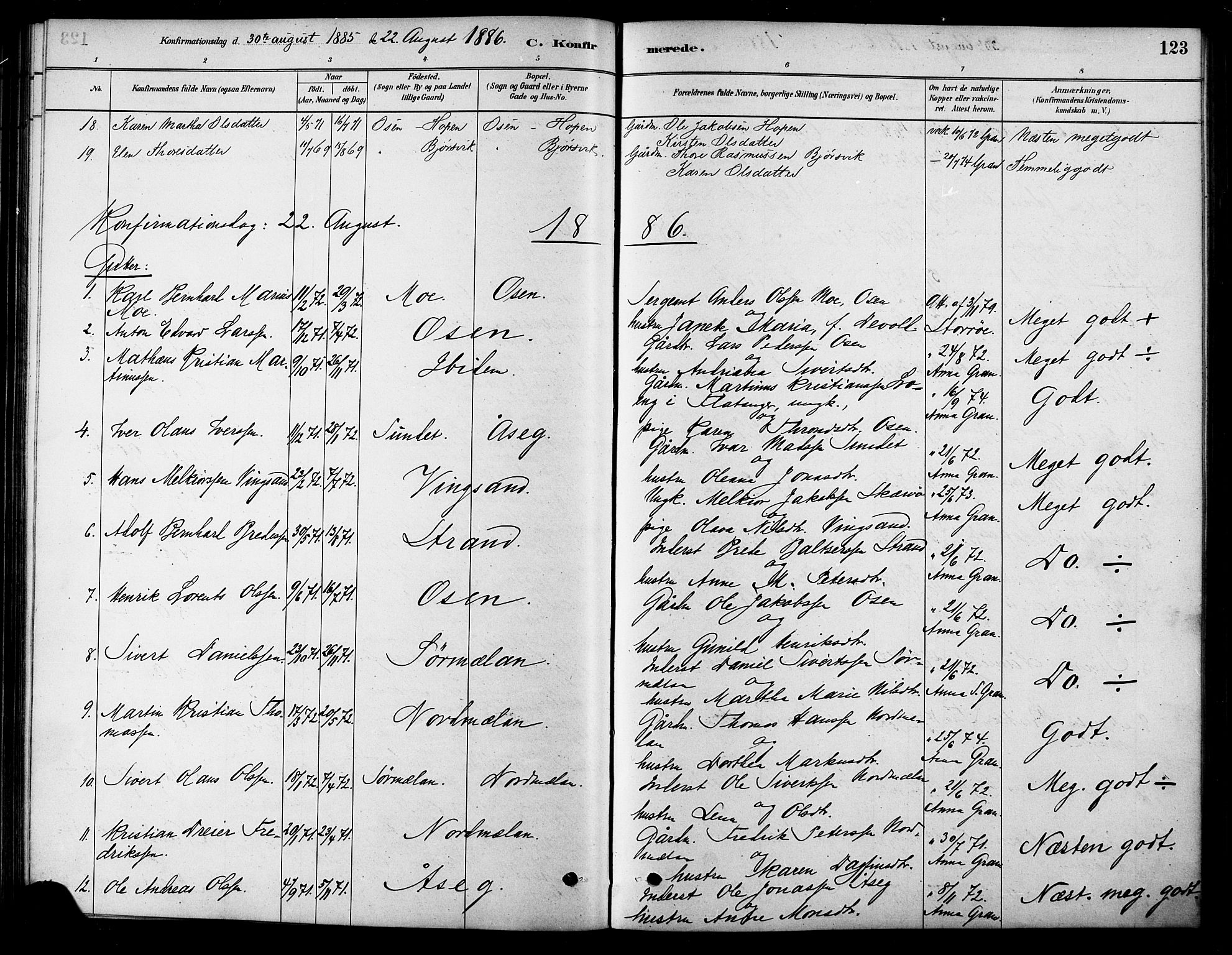 Ministerialprotokoller, klokkerbøker og fødselsregistre - Sør-Trøndelag, SAT/A-1456/658/L0722: Parish register (official) no. 658A01, 1879-1896, p. 123