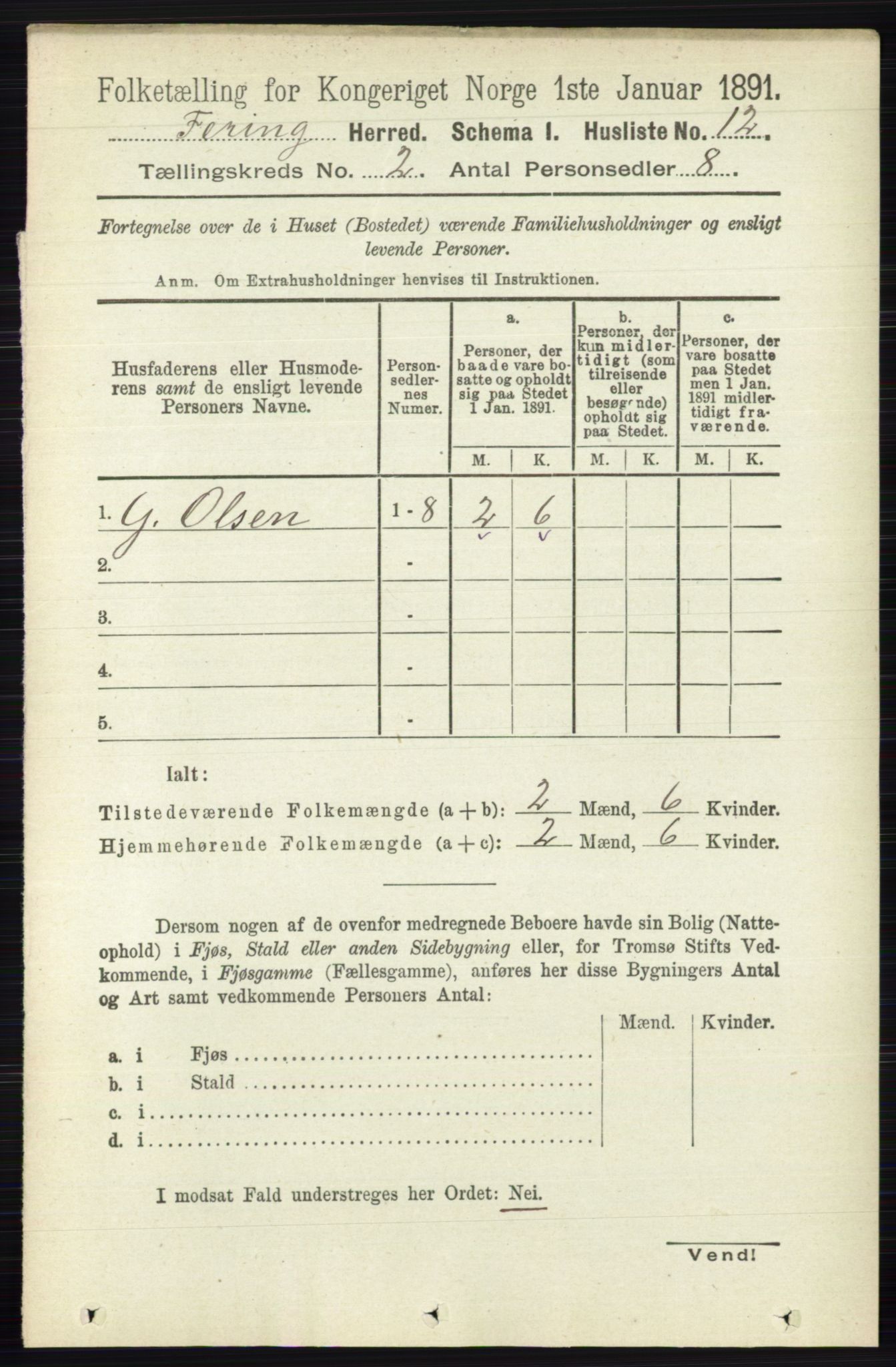 RA, 1891 census for 0240 Feiring, 1891, p. 681