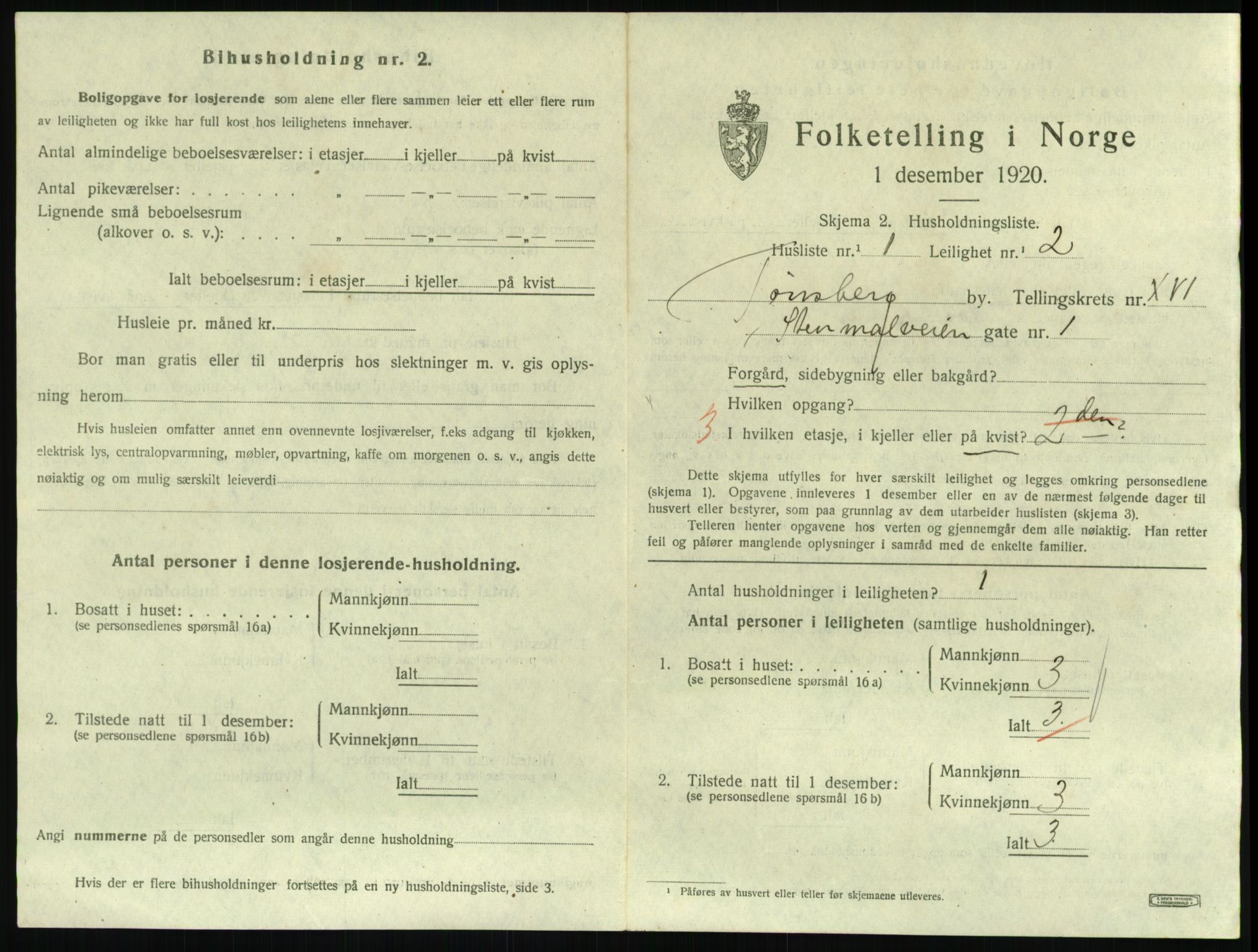 SAKO, 1920 census for Tønsberg, 1920, p. 6301